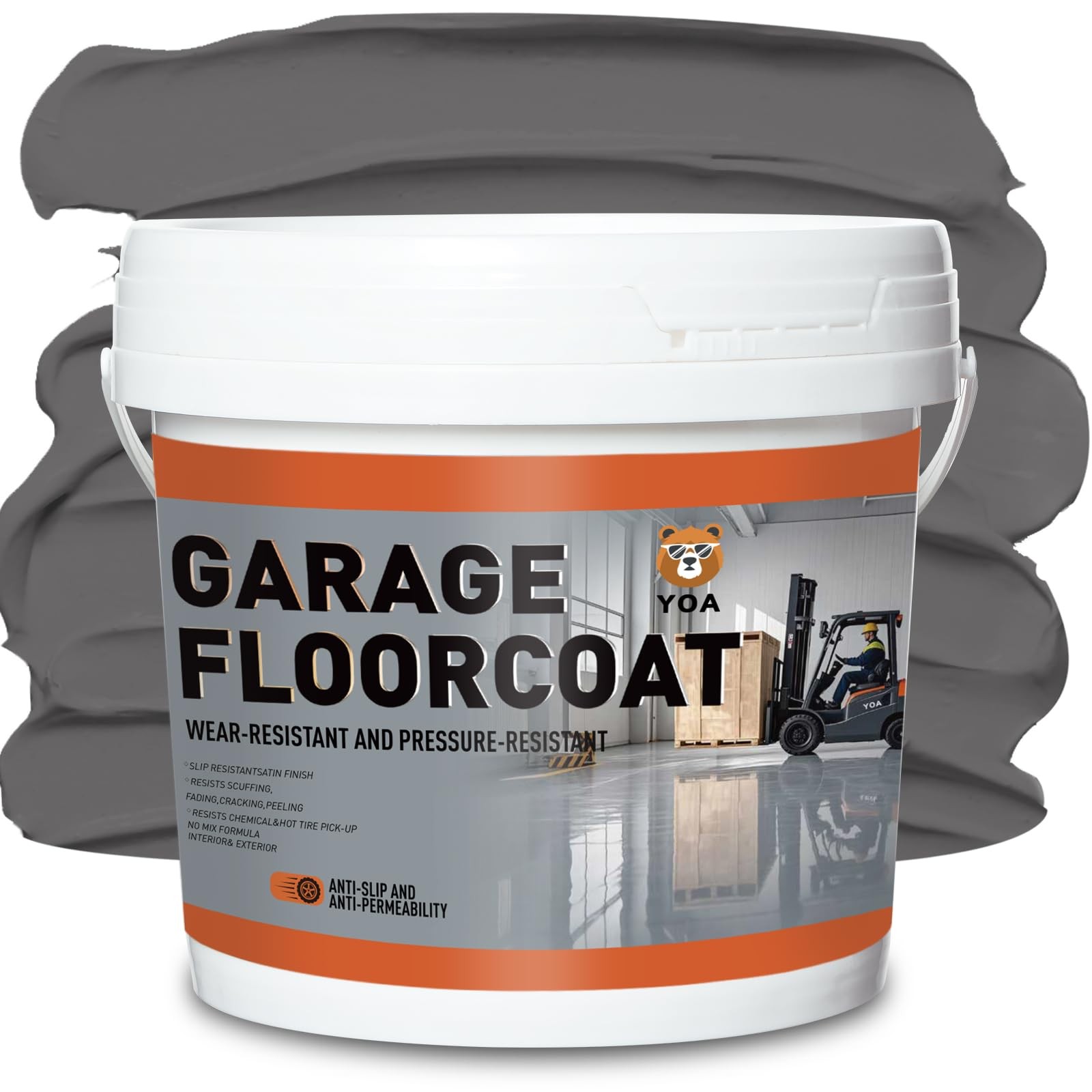 YOA Professional Concrete Garage Floor Paint Medium Gray