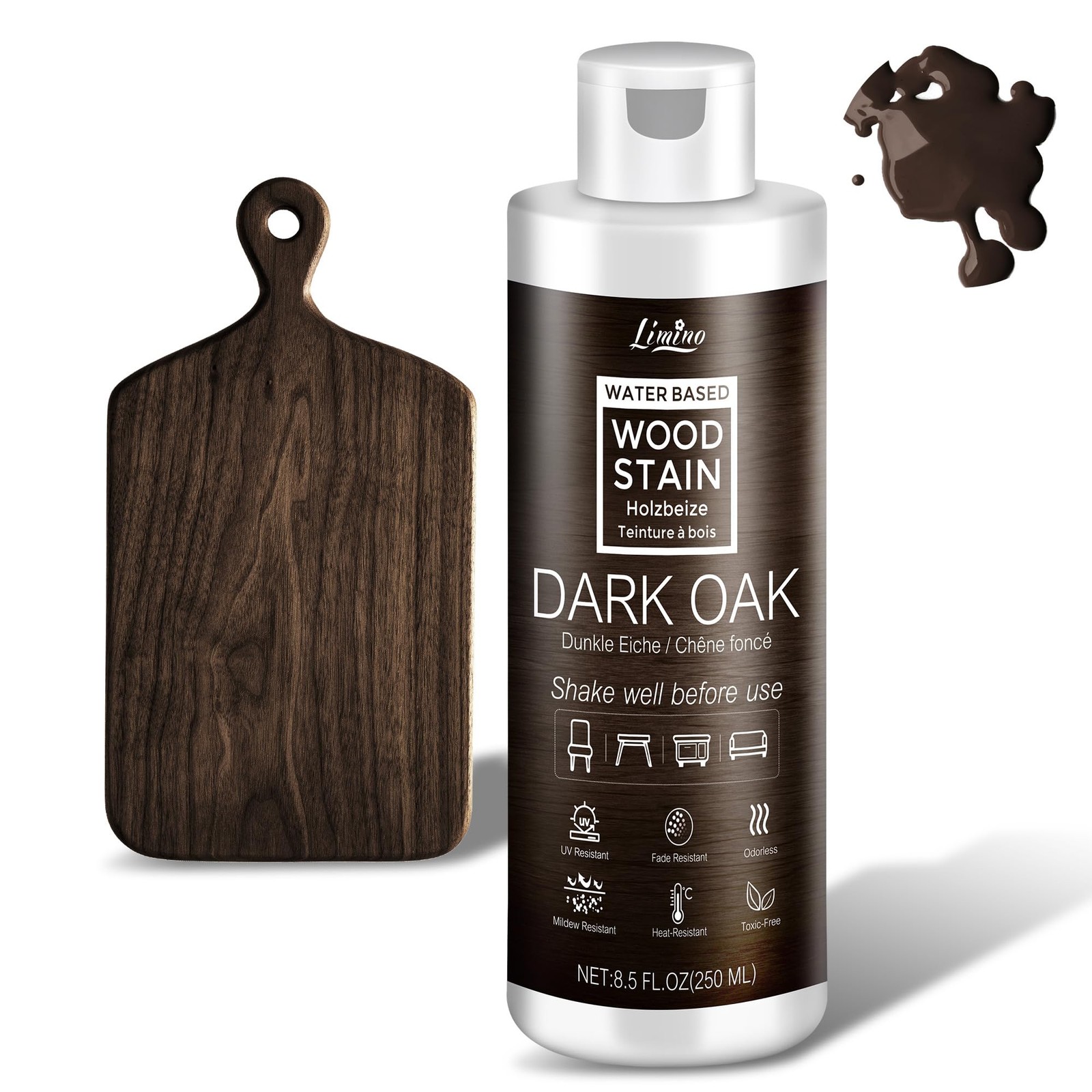 Water Based Wood Stain – Dark Oak | Wood Varnish for Indoor ＆ Outdoor Furnitu…