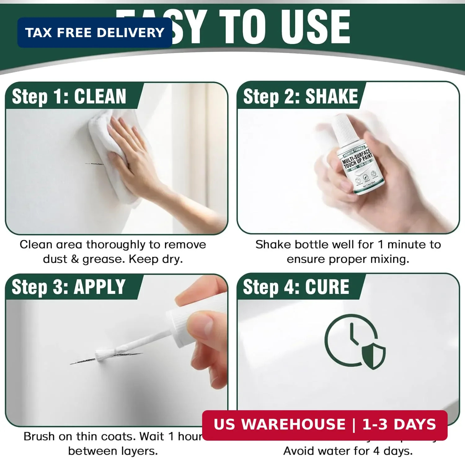 White Touch Up Paint Pen – Multi Surface White Paint for Cabinets, Furniture, Wa