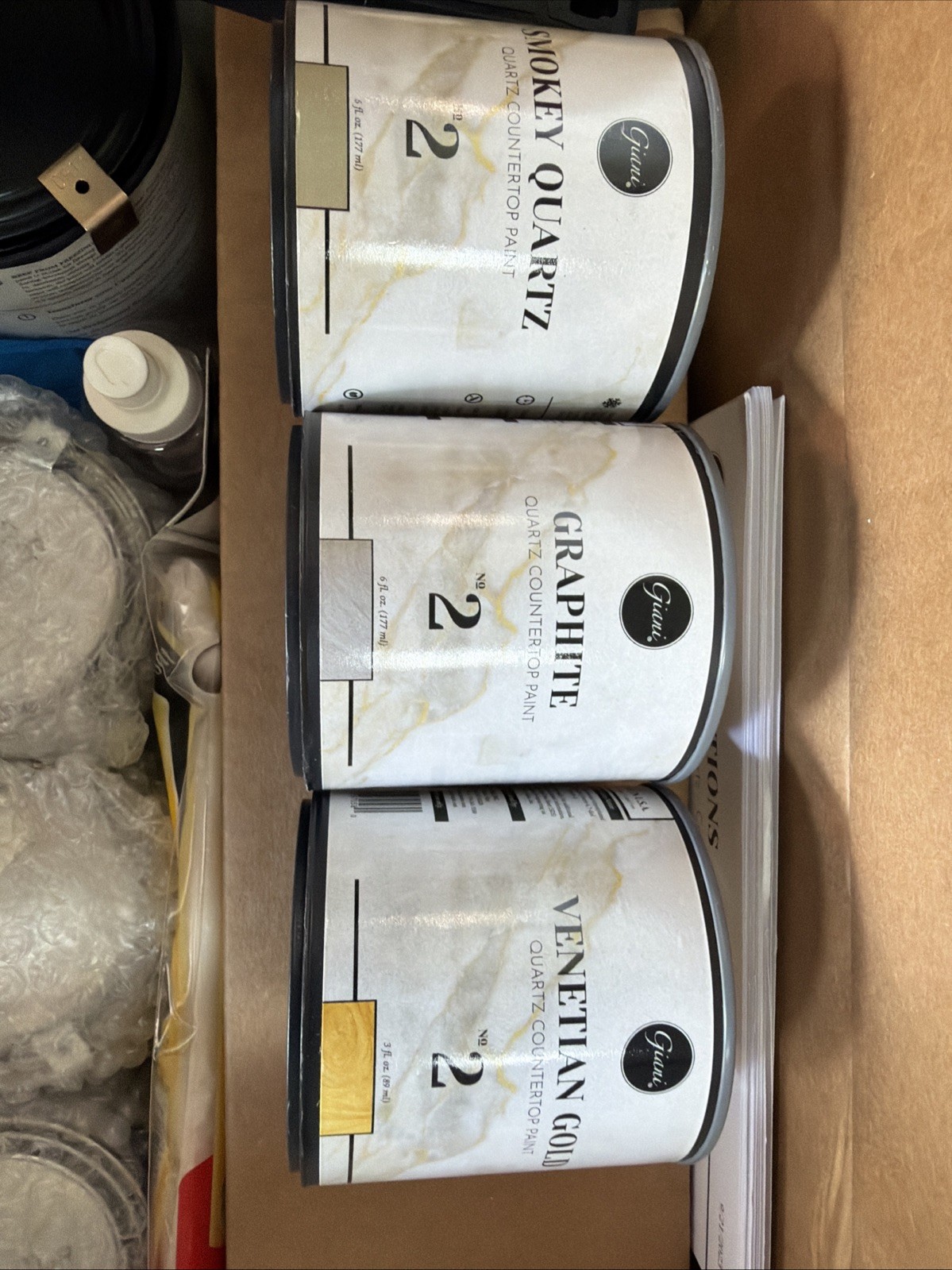 GIANI CARRERA Venetian Gold / Graphite / Smokey Quartz COUNTERTOP PAINT KIT