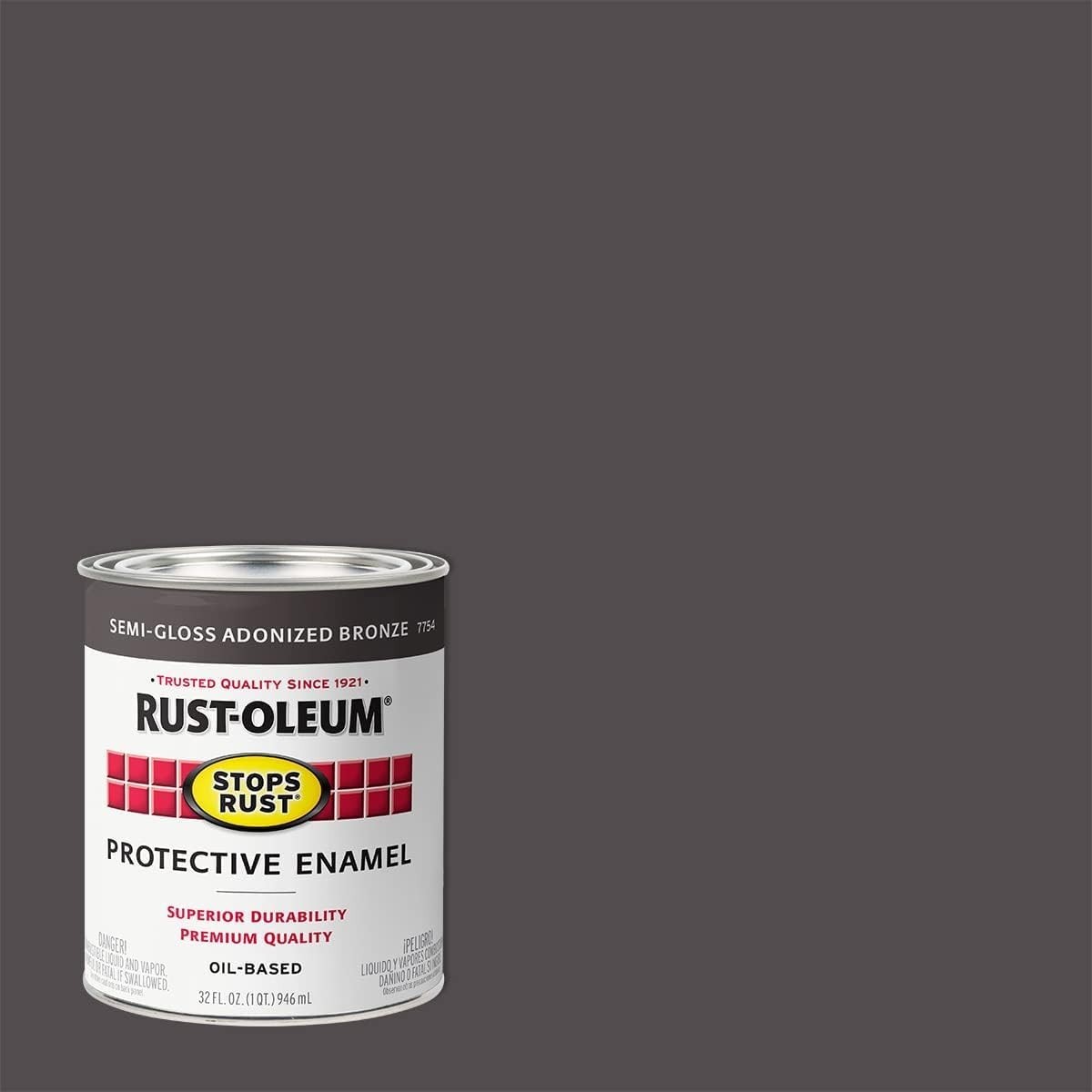 Rust-Oleum 7754502-2PK Stops Rust Brush On Paint, Quart, Semi-Gloss Anodized Bro