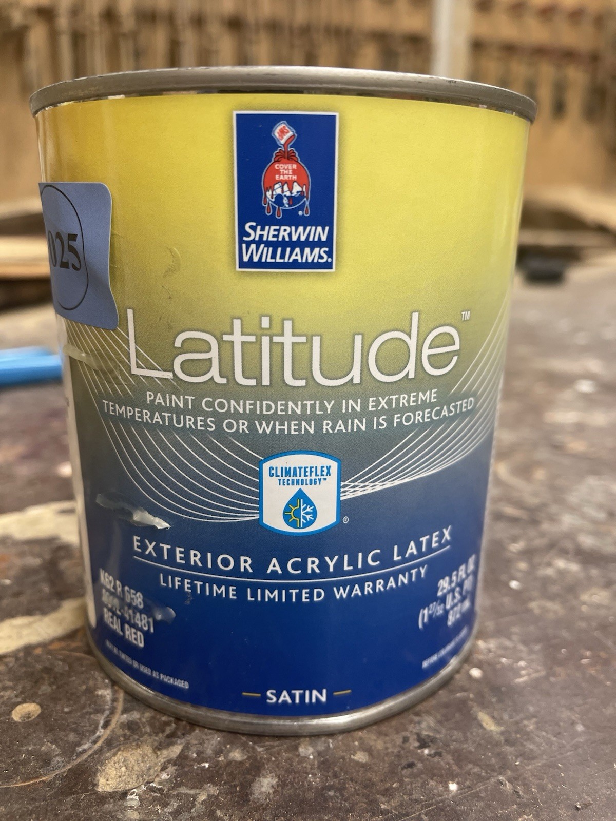 1 Quart Sherwin Williams Latitude / Real Red Exterior Satin Acrylic Paint