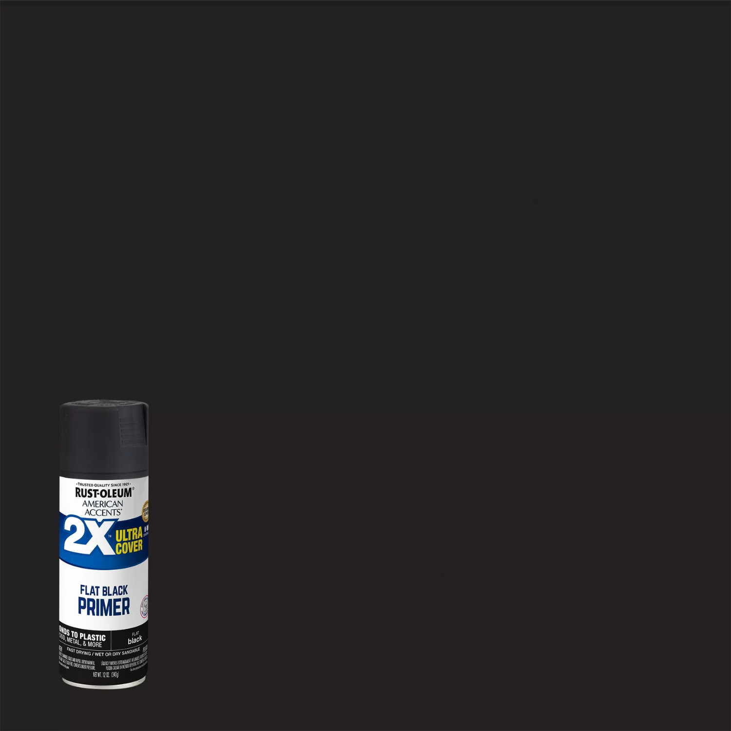 (2 Pack) Black Primer, American Accents 2X Ultra Cover Flat Spray Paint – 12 oz