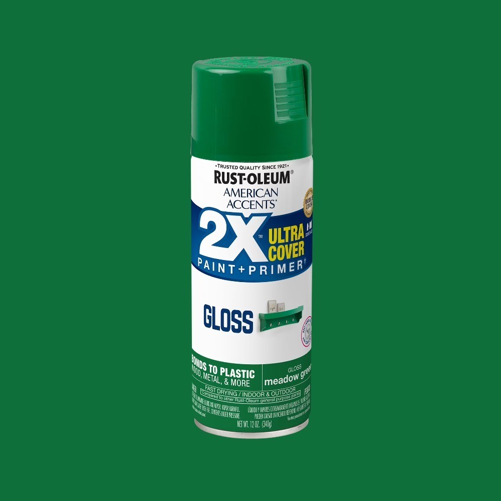 Meadow Green, American Accents 2X Ultra Cover Gloss Spray Paint-327897, 12 oz