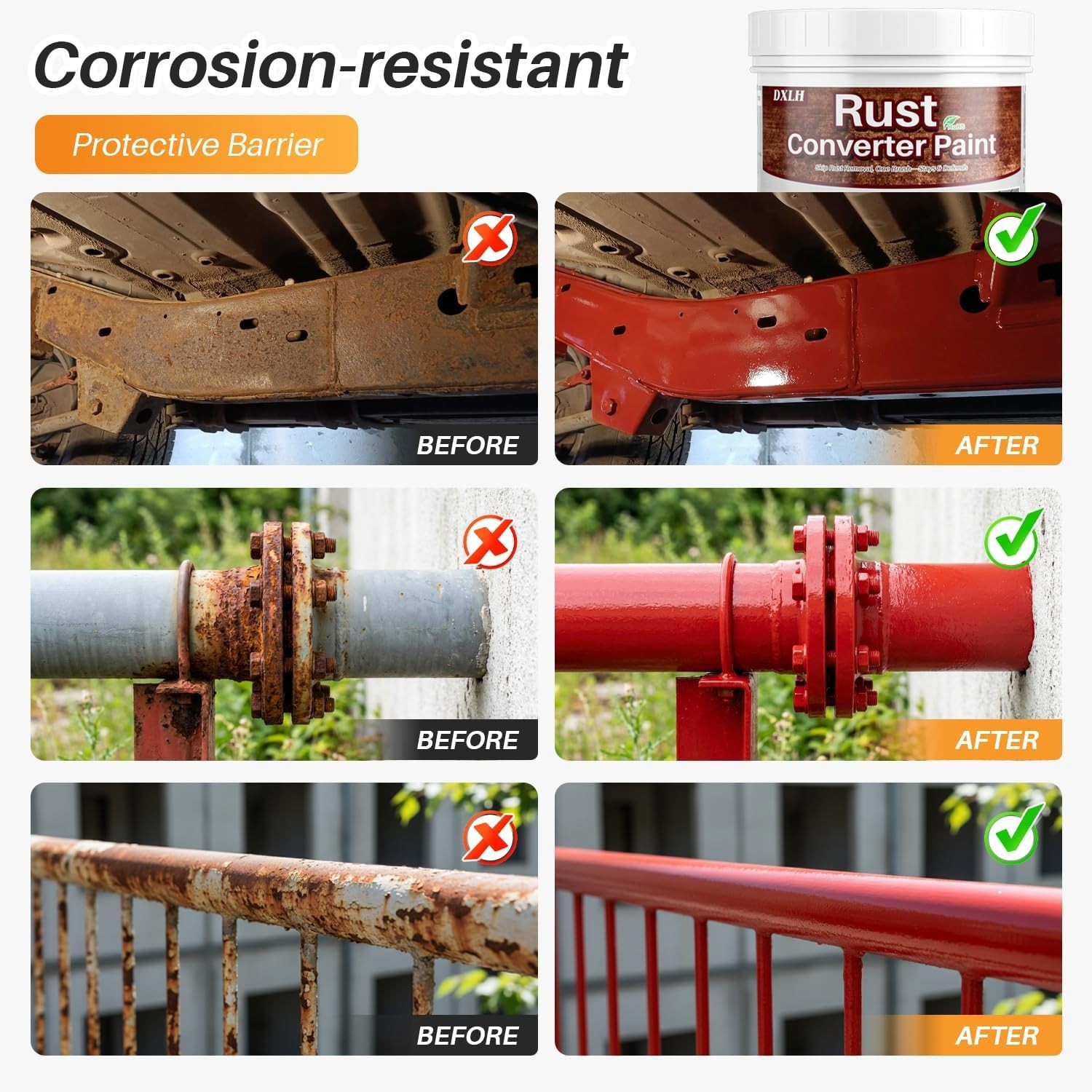 Fast-Drying Rust Reformer & Metal Primer, 17oz Red Paint – No Sanding Required