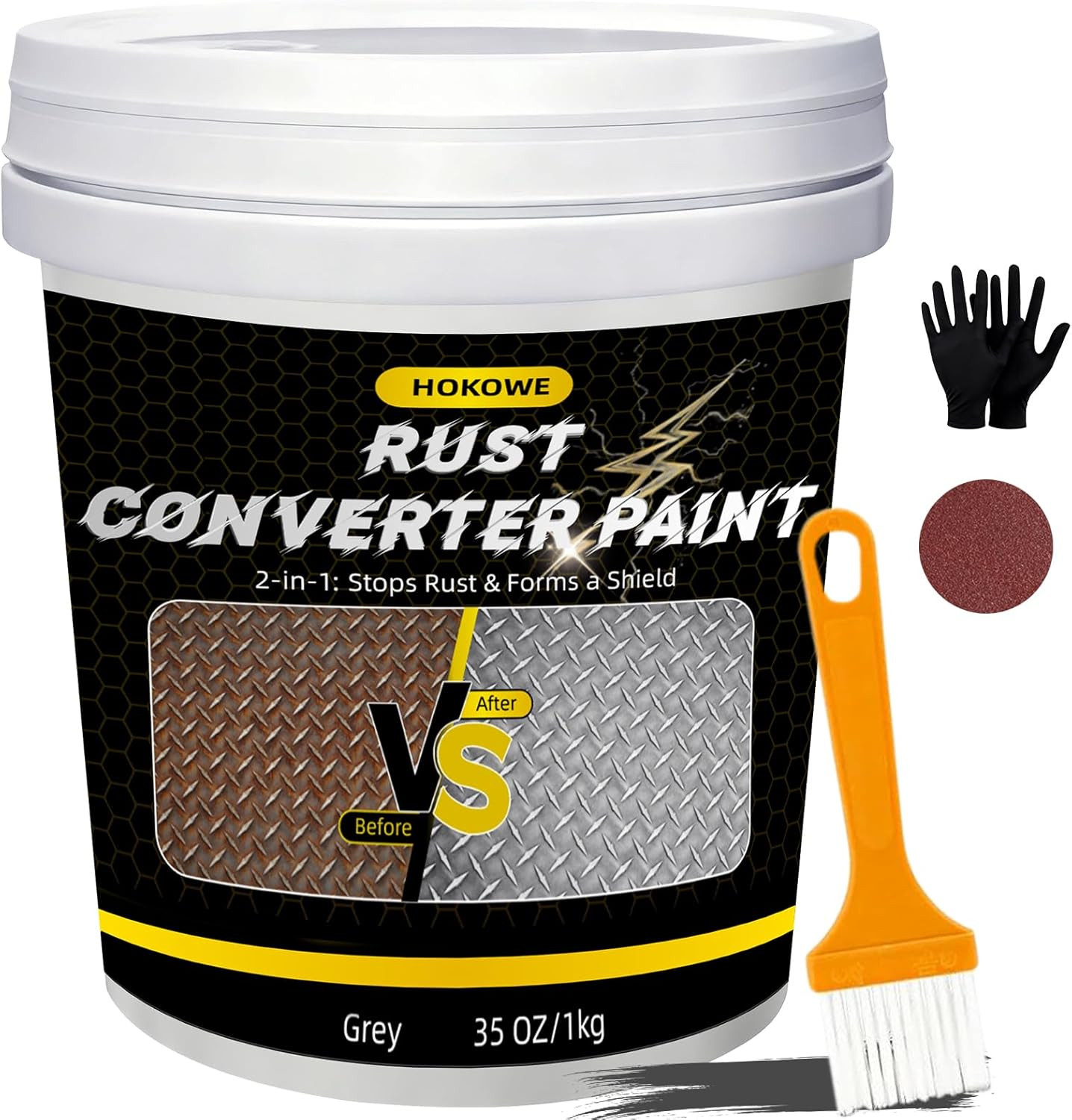 2-In-1 Rust Converter & Metal Primer 35Oz Gray- Rust Inhibitor Paint for Metal