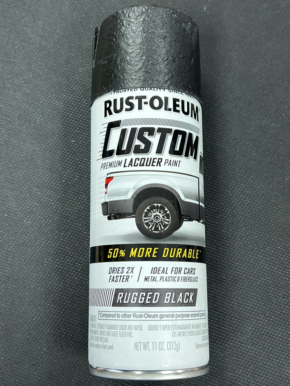 1 Rugged Black Custom Premium Lacquer spraY Paint metal plastic Rust-Oleum323350
