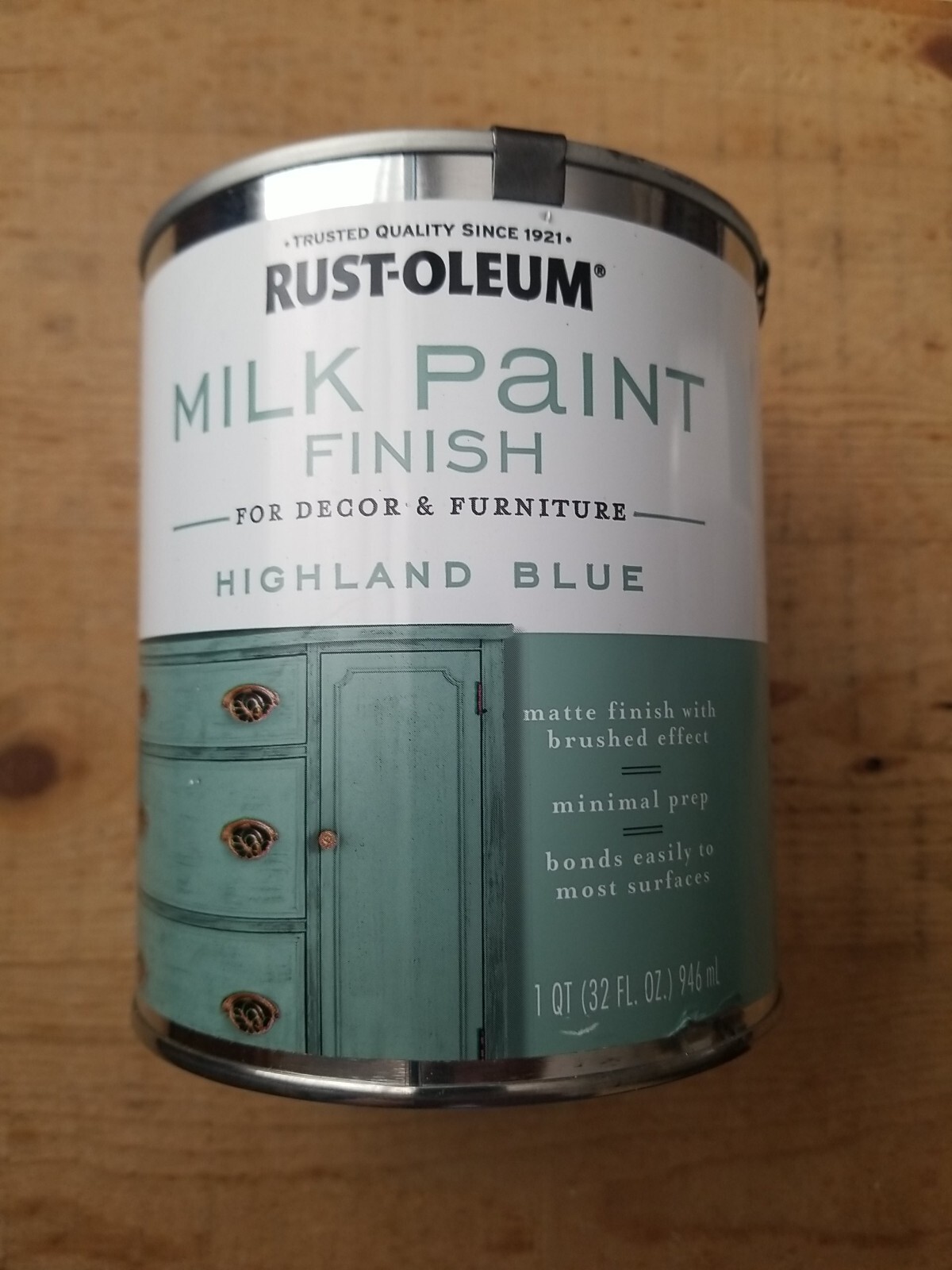Rust-Oleum 331050 Water-Based Acrylic Milk Paint, 1 Quart Highland Blue
