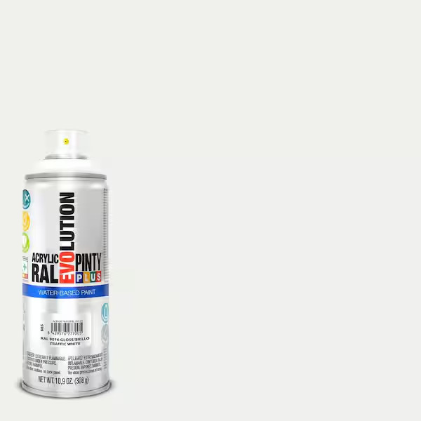 Evolution Acrylic 10.9 Oz. Gloss Traffic White, Water Base Spray Paint