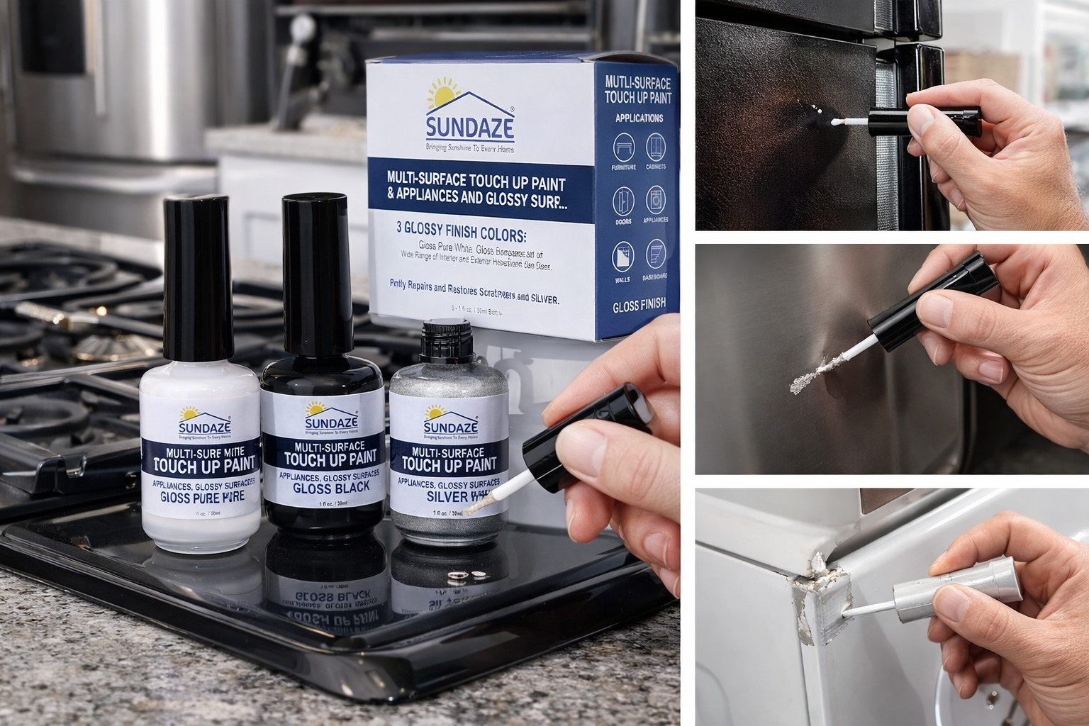 Gloss Appliance Touch-Up Colored Paint Pen Kit – Stove, Refrigerator, Washer