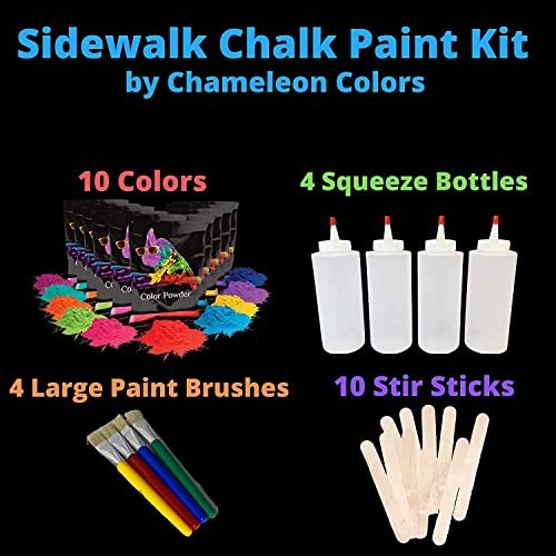 Sidewalk Chalk Paint Kit, Outdoor Chalk Paint Kit, 10 Vibrant Colors Regular