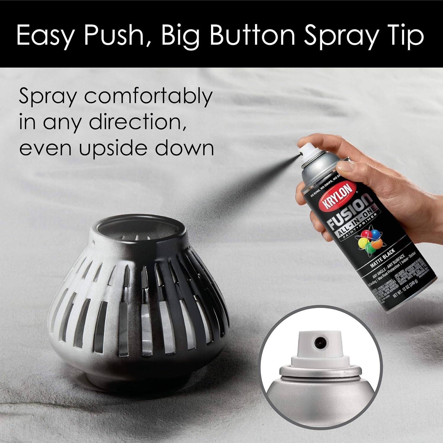 Fast Drying Fusion Spray Paint – Matte Black Finish, 2 Pack for Any Project