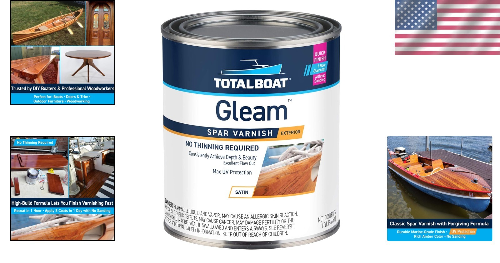 Waterproof Polyurethane Varnish Quart Satin Finish for Marine and Furniture