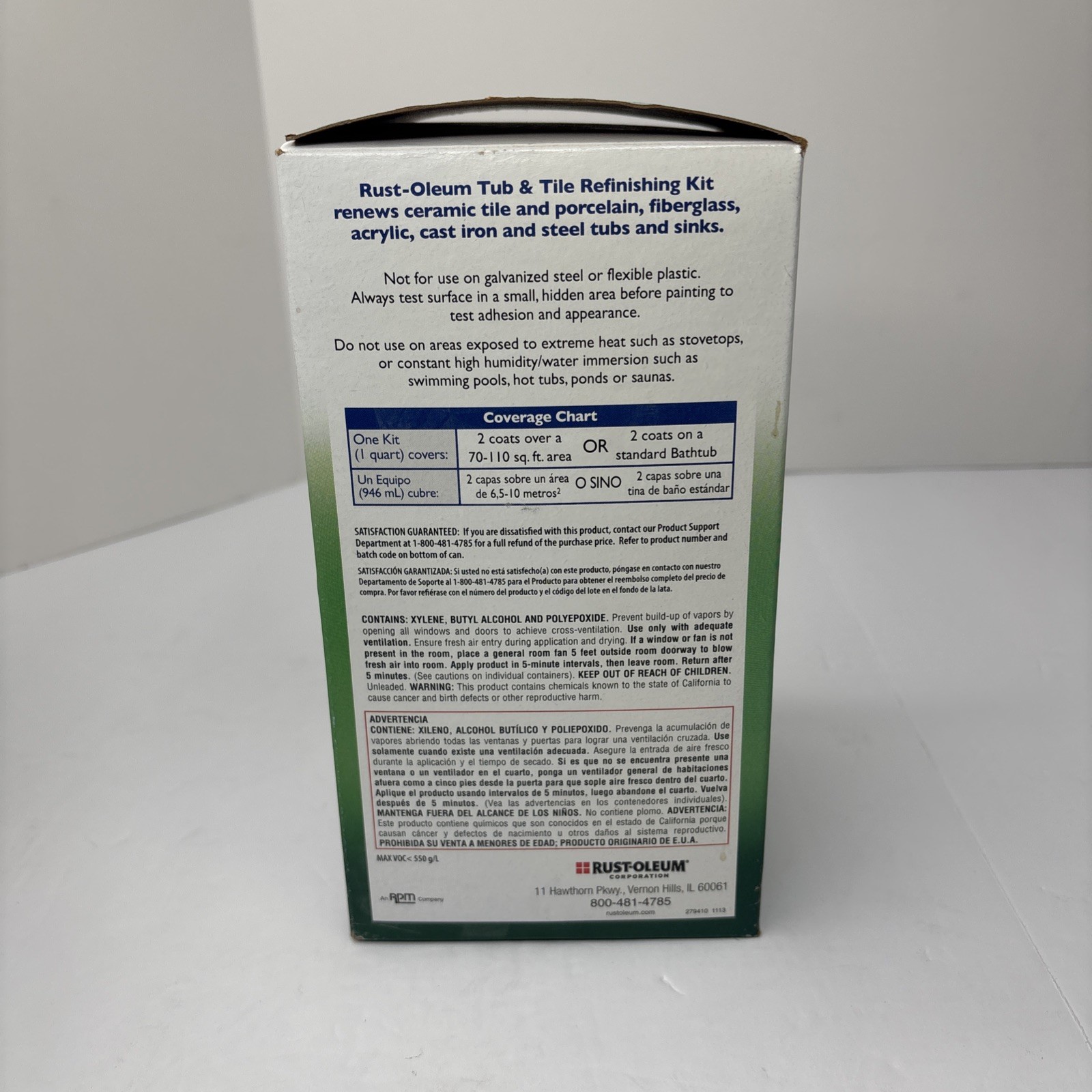 Rust-Oleum 7860519 Tub And Tile Refinishing 2-Part Kit, White 32 Fl Oz New OB