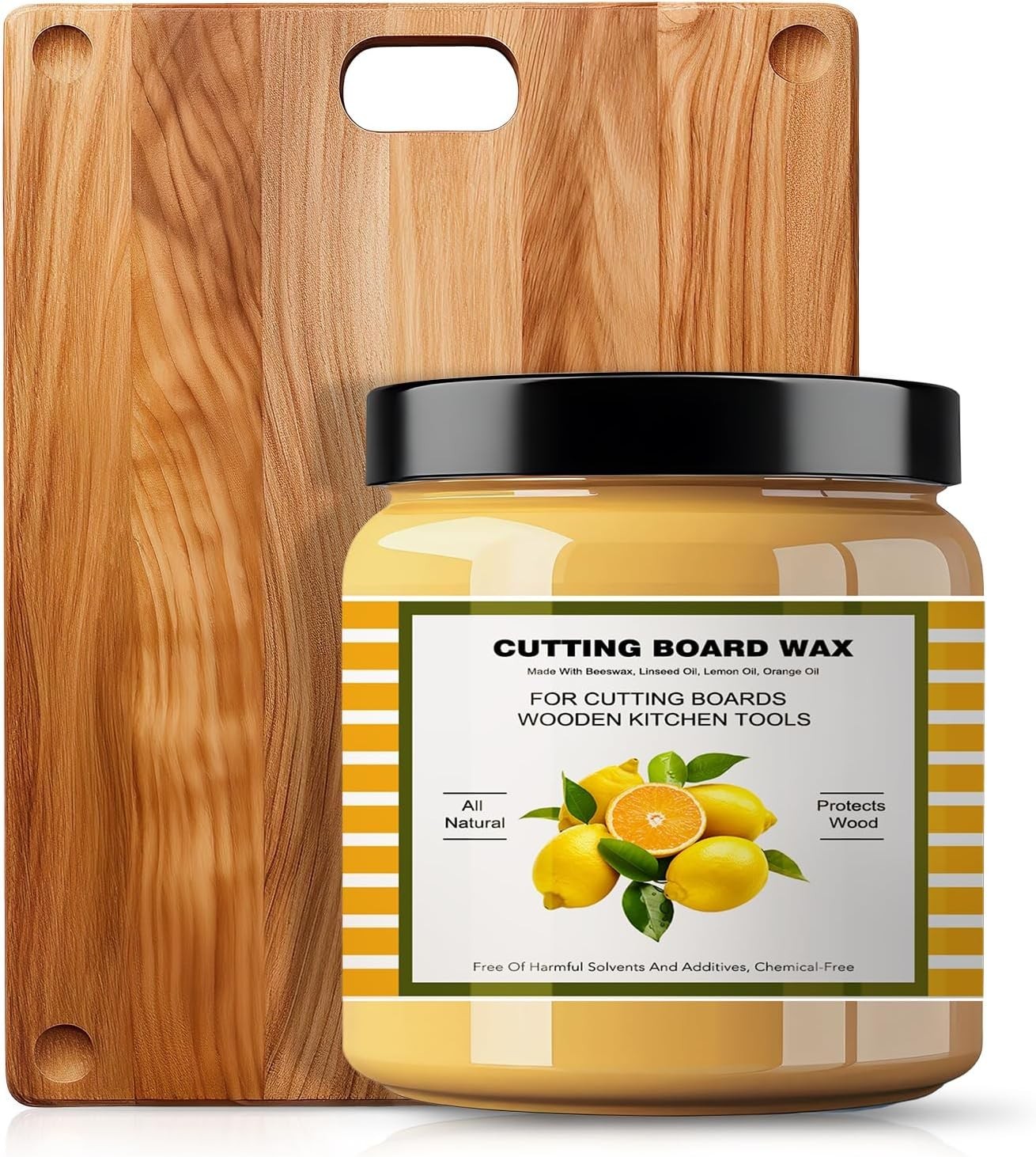 Premium Cutting Board Finish Wax – Natural Beeswax and Carnauba Wax – Enriched w