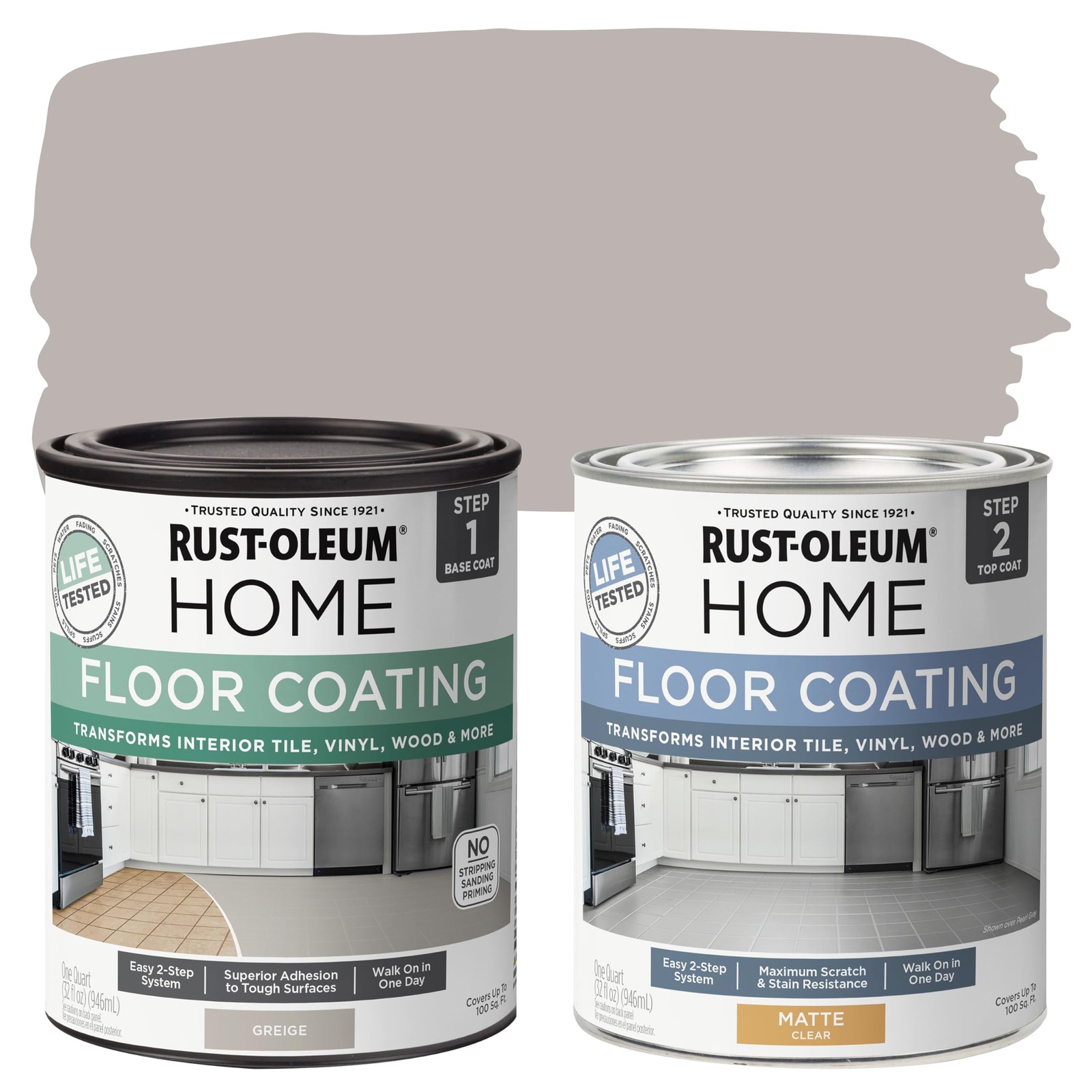 367594 Home Interior Floor 2 Part Coating Kit, 2 Quarts, Matte Greige