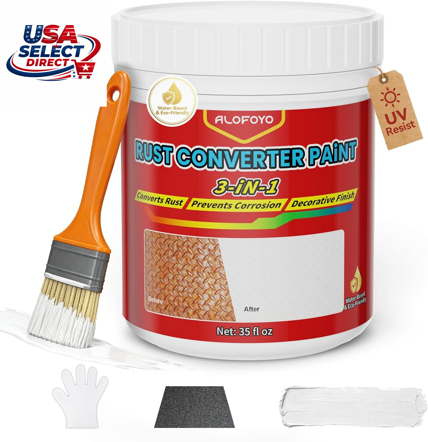 3-In-1 Rust Converter Paint 35 Fl Oz Water Based Anti-Corrosion Coating