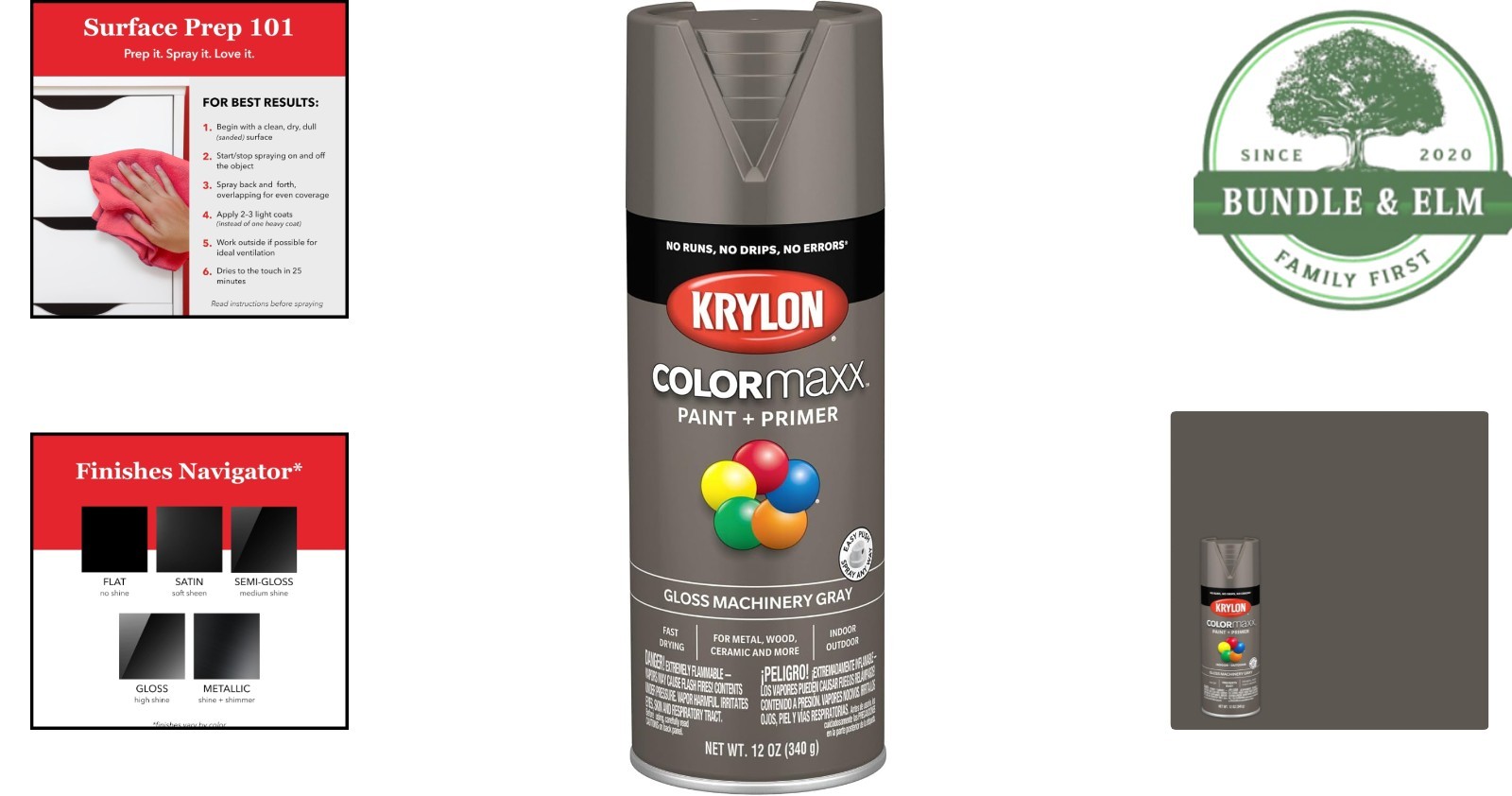 Acrylic Spray Paint and Primer for Indoor Outdoor Use in Gloss Machinery Gray