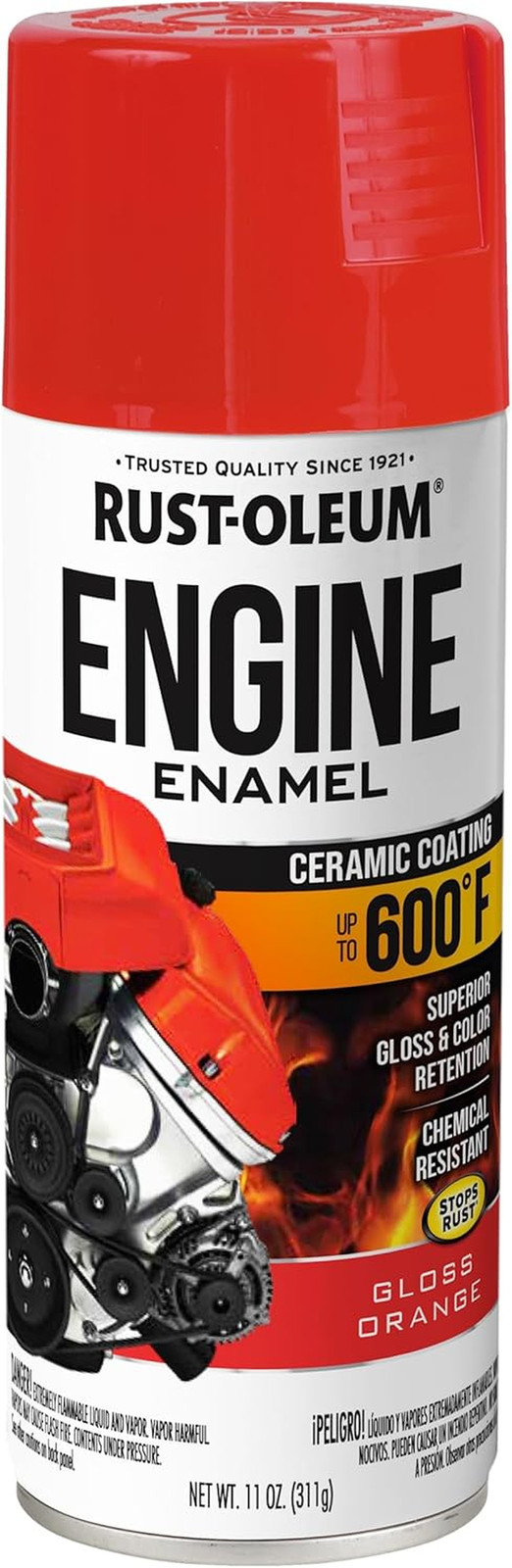 363570 Engine Enamel Spray Paint, 11 Oz, Gloss Orange