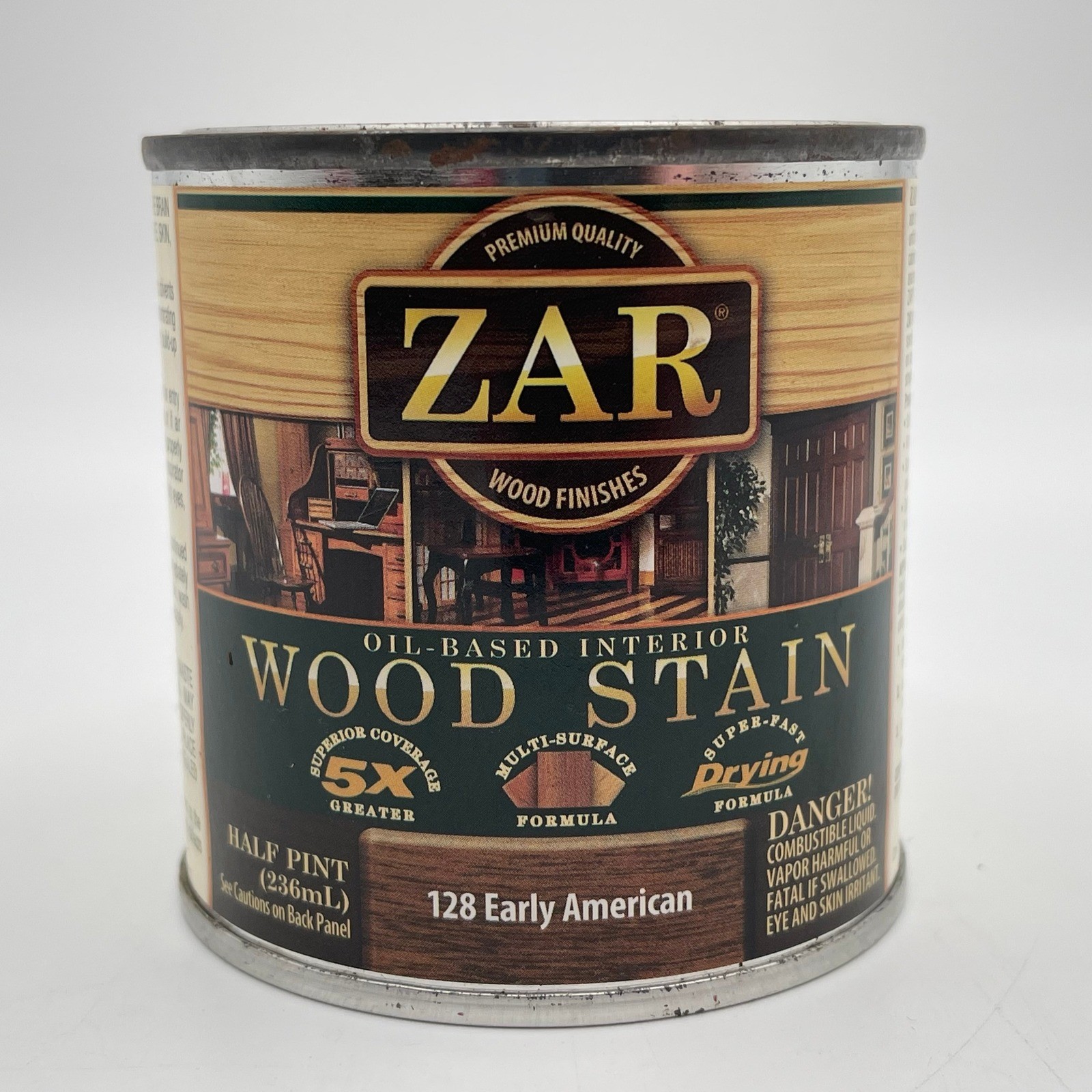 ZAR Oil-Based Interior Wood Stain 128 Early American Half Pint 236mL 12806