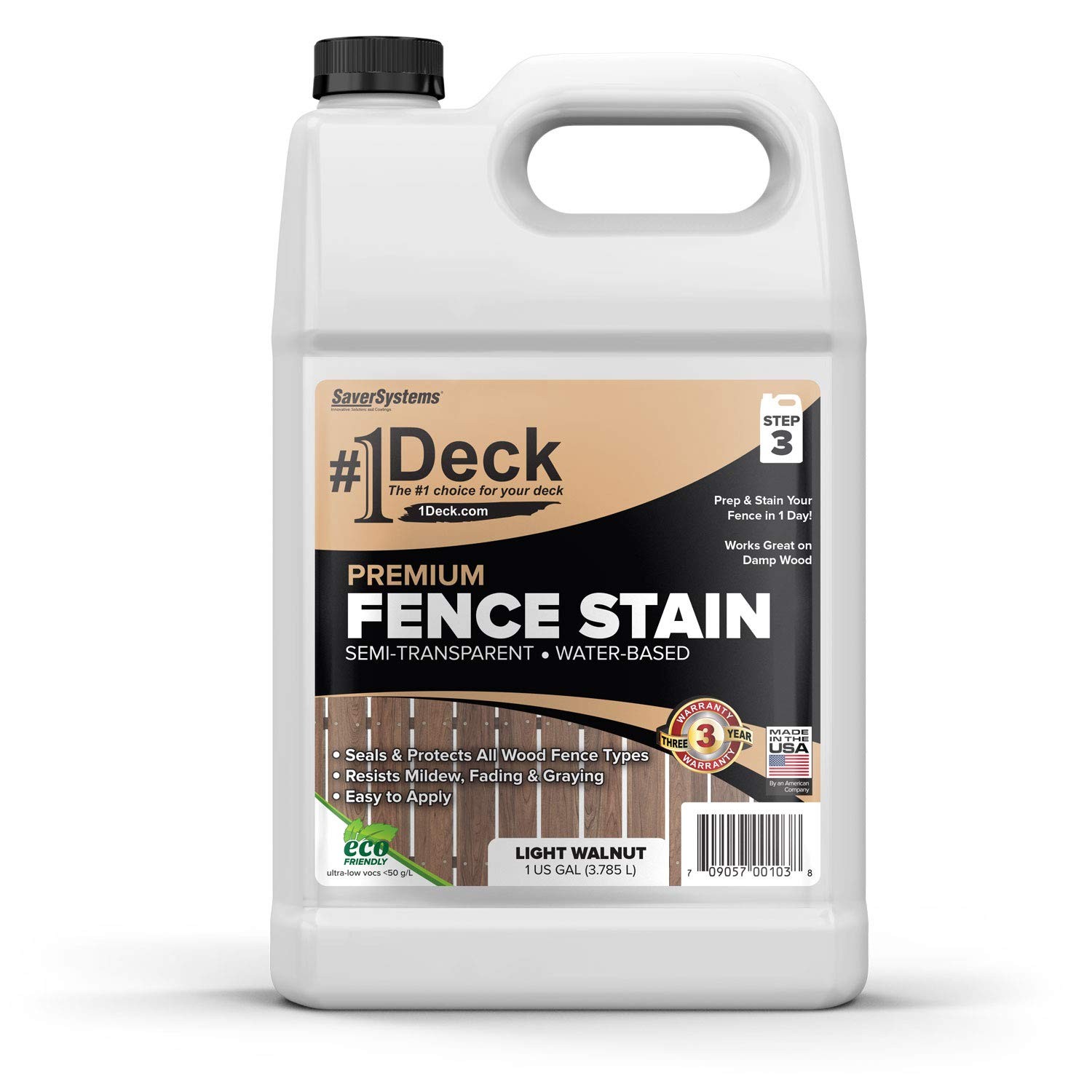 #1 Deck Wood Fence Stain and Sealer – Semi-Transparent Fence Sealer – Light Waln