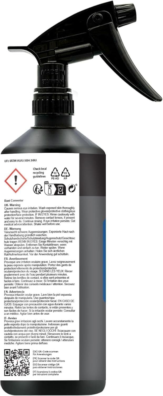 Rust Converter Trigger Spray for Metal 500 ml 16.9 fl oz All In One Fast‑Acti…