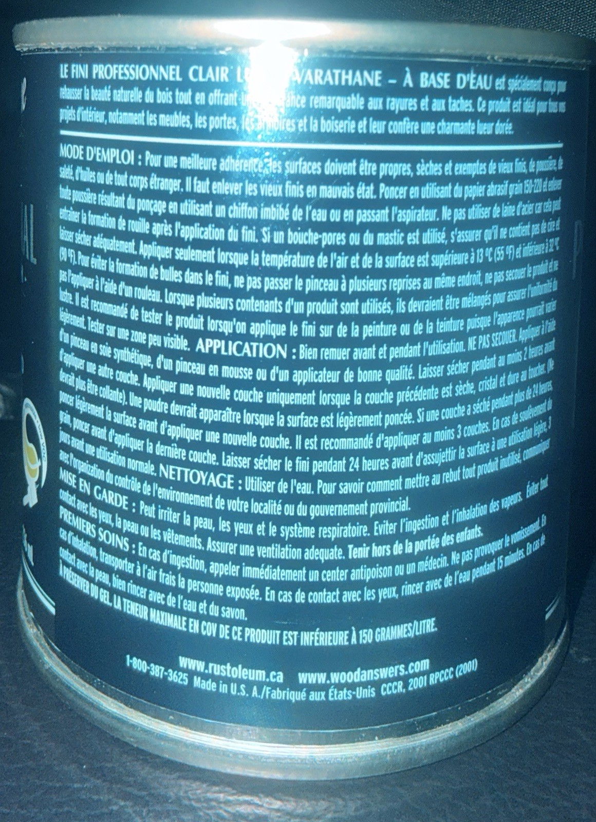 New Rust-Oleum VARATHANE POLYURETHANE Clear Finish Gloss Water Based 8oz 236 ML