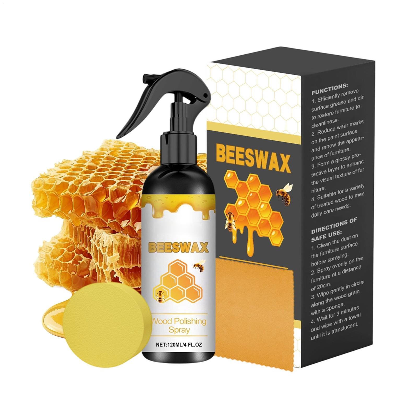 120ML Natural Beeswax Wood Polishing Spray for Leather& Furniture