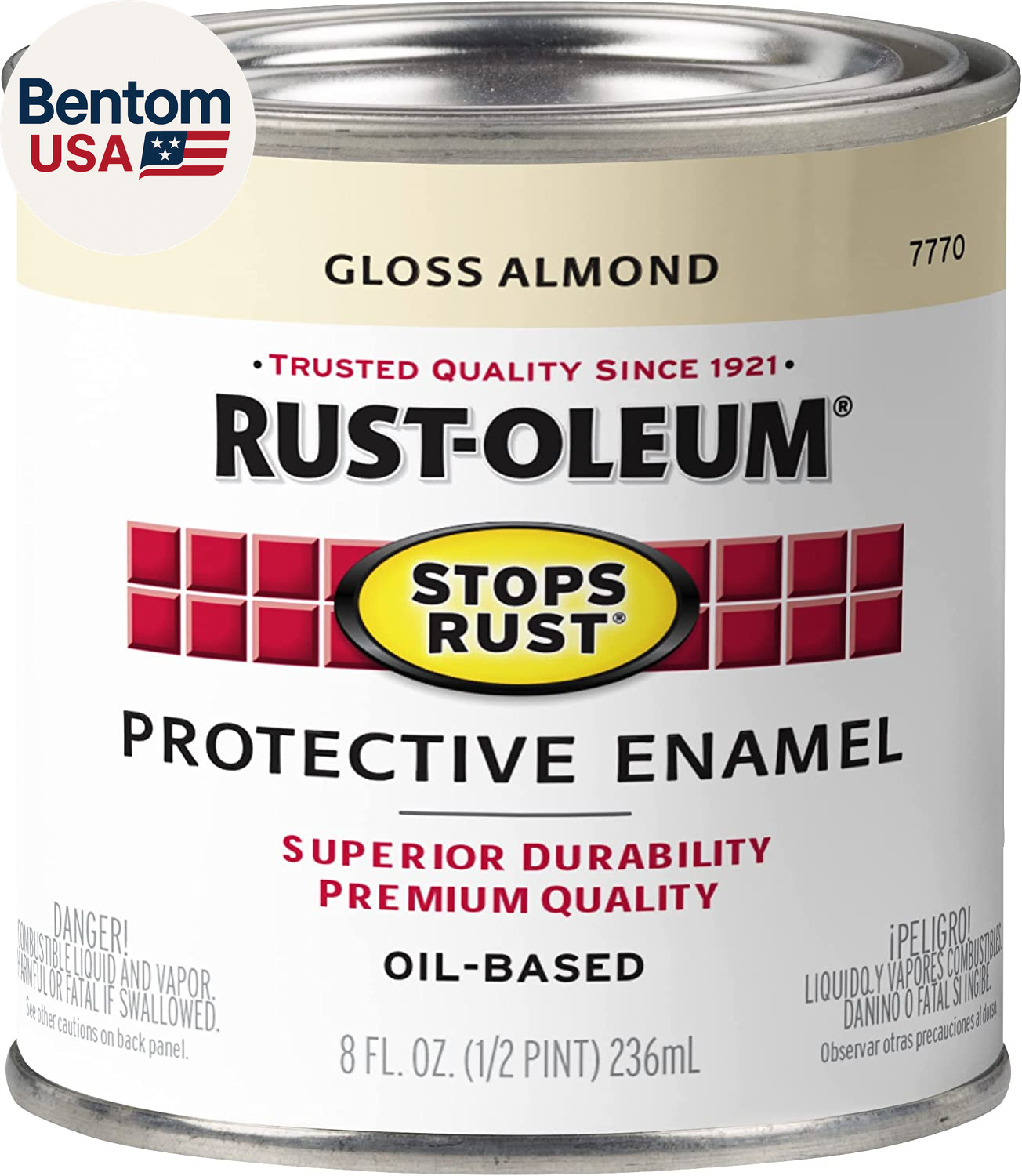 7770730 Stops Rust Brush on Paint, Half Pint, Gloss Almond
