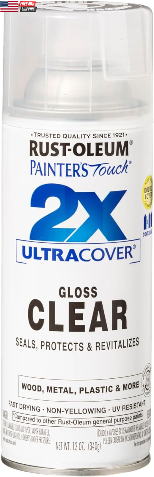 334029 Painter’S Touch 2X Ultra Cover Spray Paint, 12 Oz, Gloss Clear