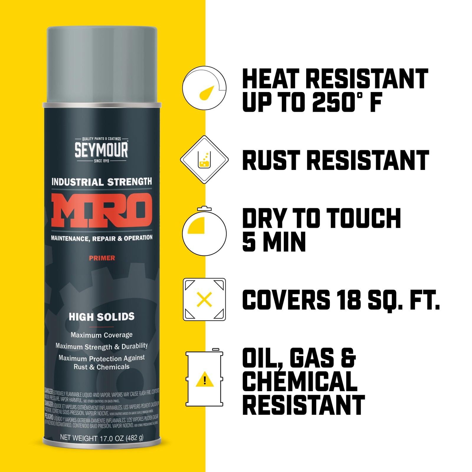 6201407 Industrial MRO High Solids Spray Paint, Red Iron Oxide Primer