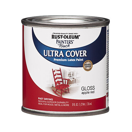 Rust-Oleum 1966-730 Painter’s Touch Ultra Cover Latex Paint, Red Apple, 1/2-Pint