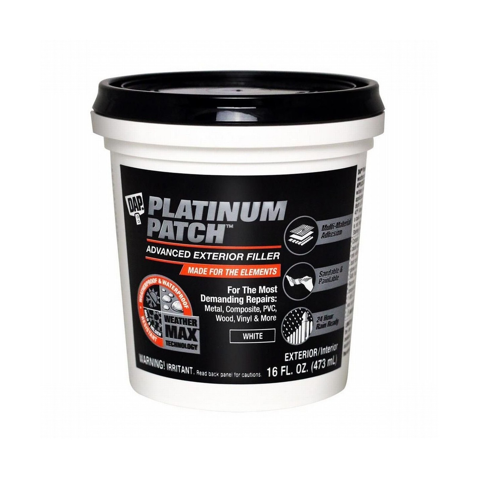 DAP Weatherproof Patching Compound, White, 16 Oz (7079818740) (Pack of 4)