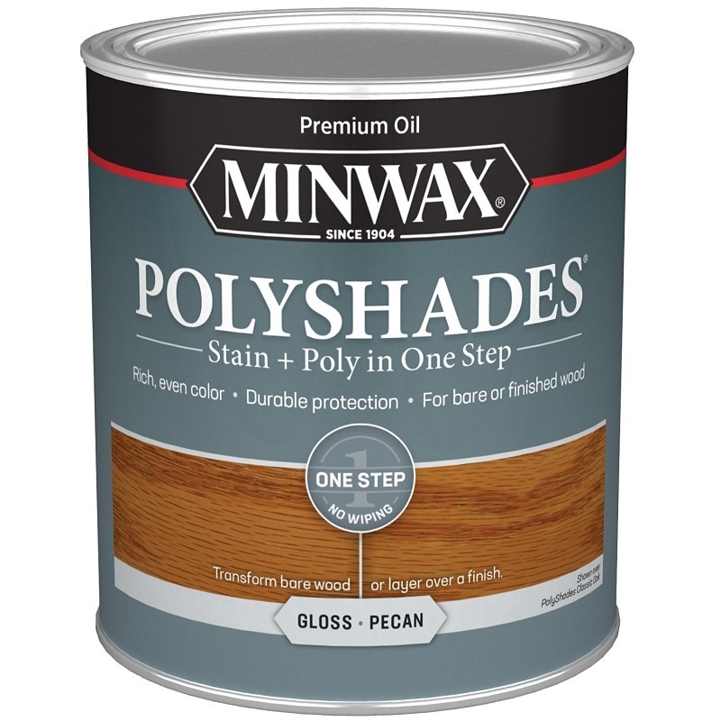 Minwax 61420444 Waterbased Polyurethane Stain, Oil, Water Base, Pecan, Gloss, 1