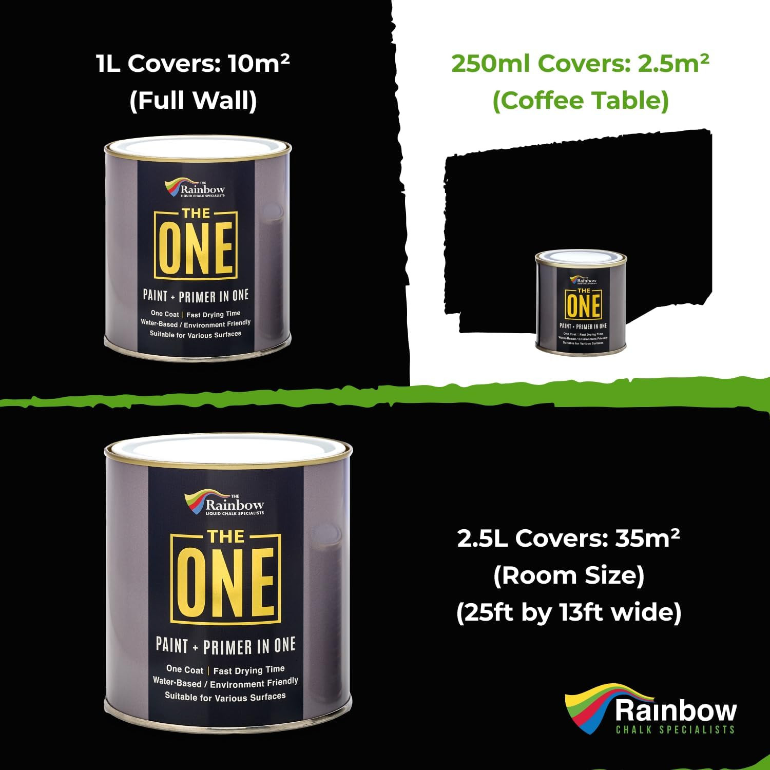 All-In-One Paint & Primer – Black Matte, 8.5 Fl Oz/250Ml Sample | 1 Coat Formula