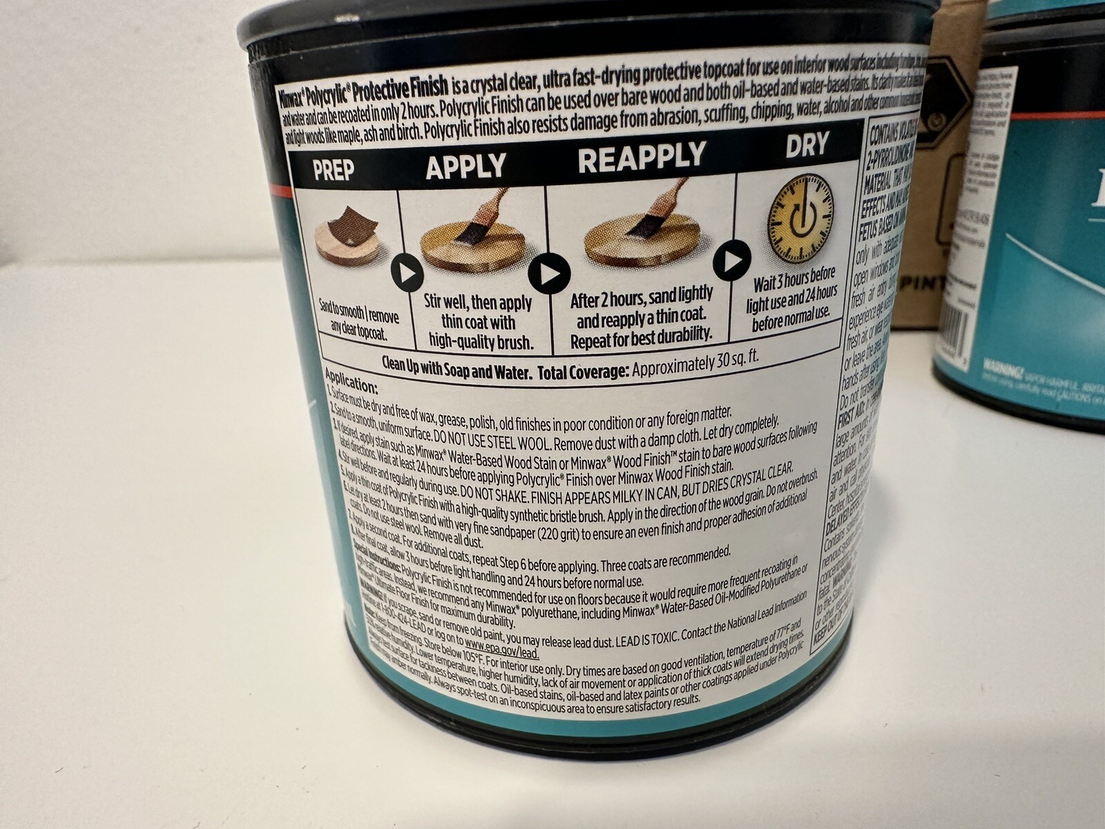 Minwax Polycrylic Crystal Clear Water-Based Polyurethane 8 FL Oz Clear SemiGloss