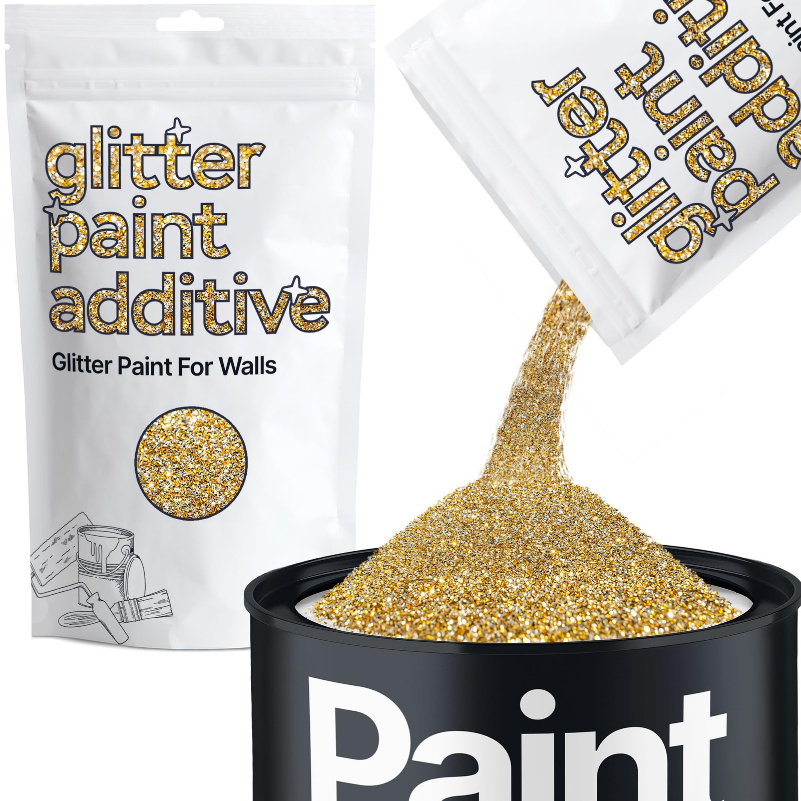 Gold Silver Glitter Paint Additive for Walls 100g / 3.5oz | Glitter Additive …