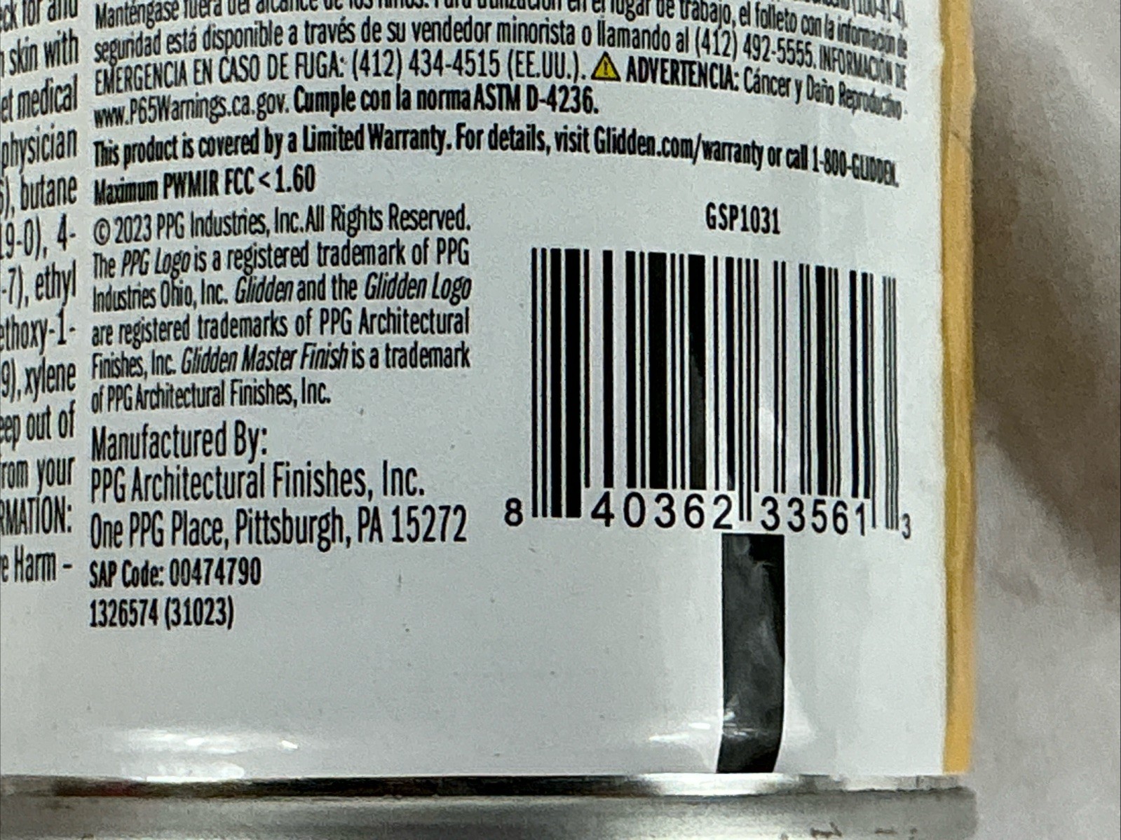 6 Pack Glidden Master Finish 12 oz. Satin Yukon Gold 12 Ounce Per Can