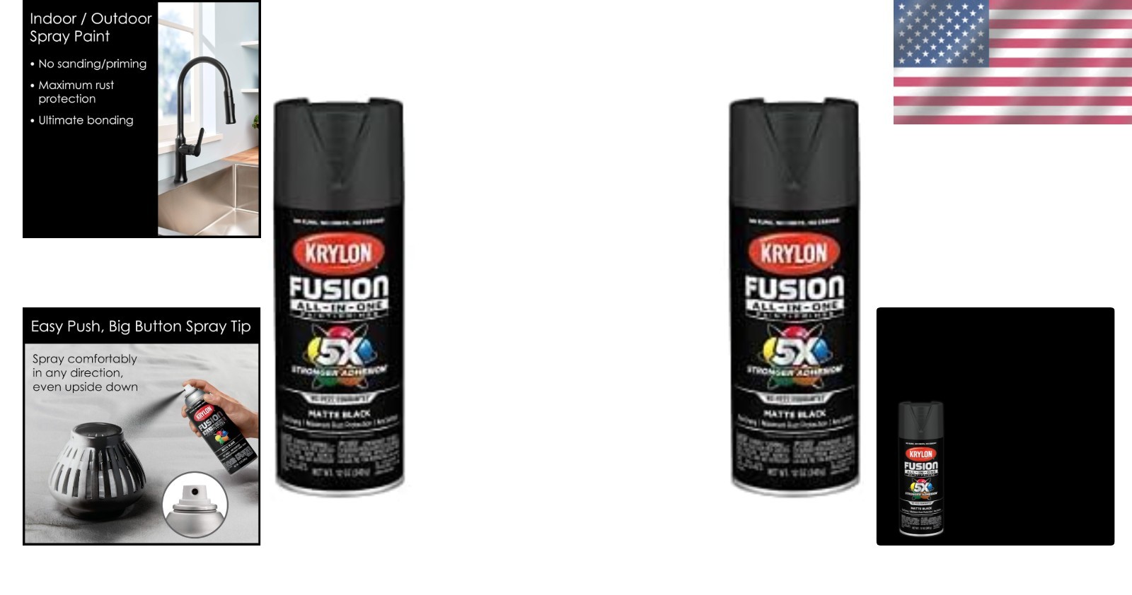 Fast Drying Fusion Spray Paint – Matte Black Finish, 2 Pack for Any Project