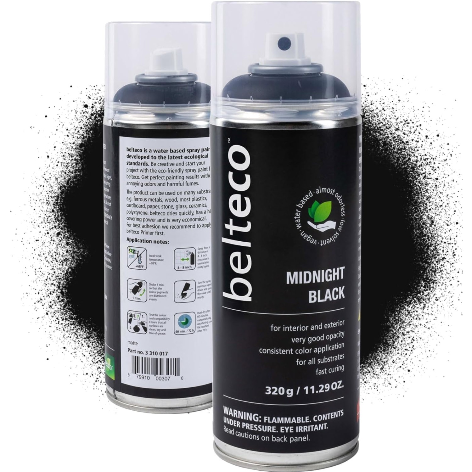 Spray Paint Black Matte | Water-Based & Odorless | Weather & UV Resistant | I…