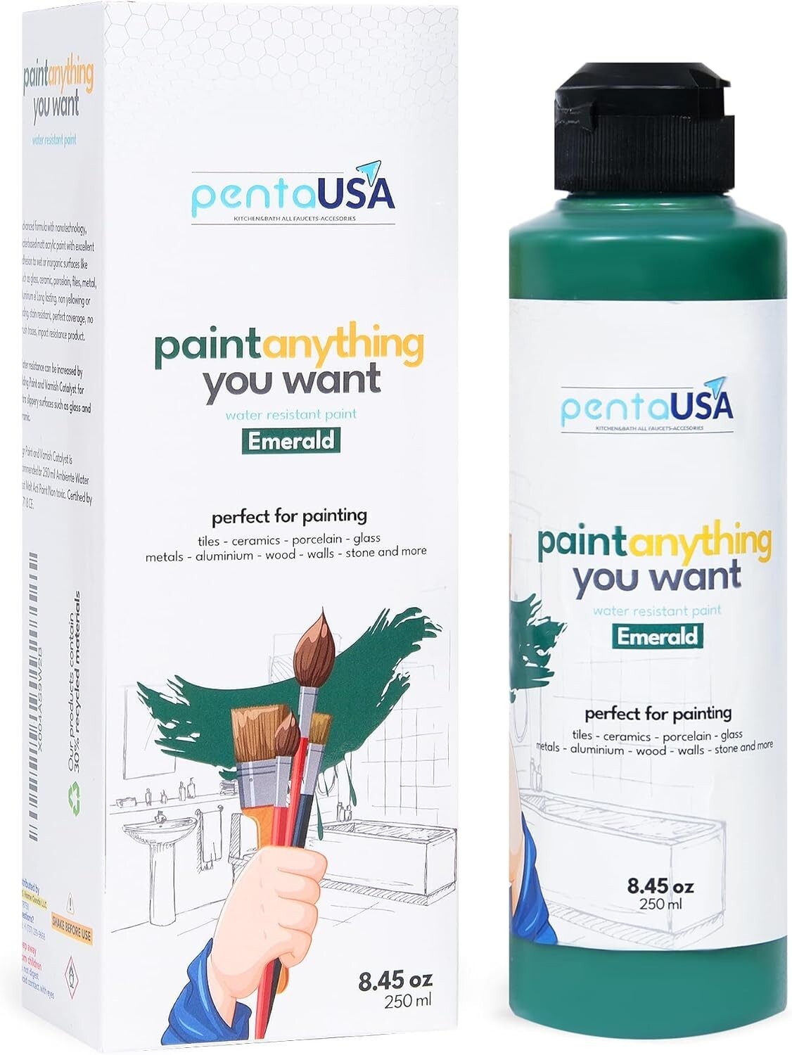 ALL IN ONE PAINT – (EMERALD) WATERPROOF PAINT FOR BATHROOM, TUB & TILE PAINT