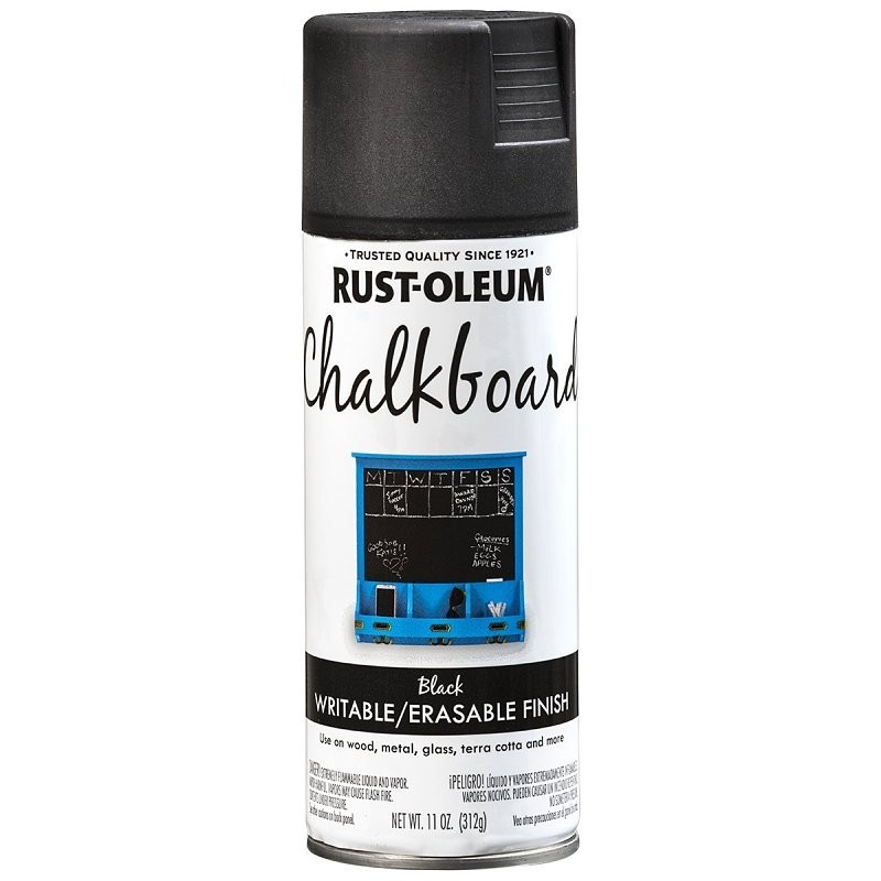 Rust-Oleum 301438 Chalkboard Spray Paint, Solvent-Like, Black, 11 oz, Aerosol Ca