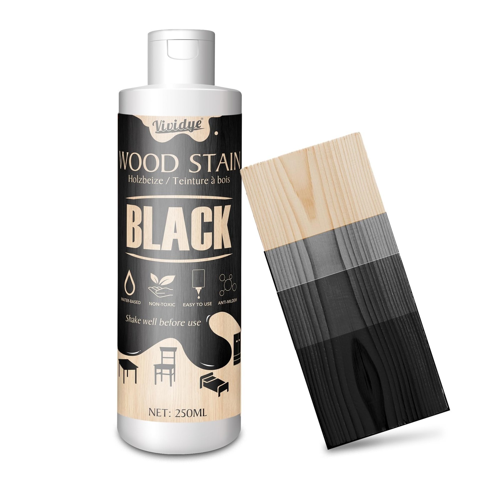 Wood Stain, 8.5oz/250ml Water Based Wood Stain for Indoor and Outdoor Furnitu…