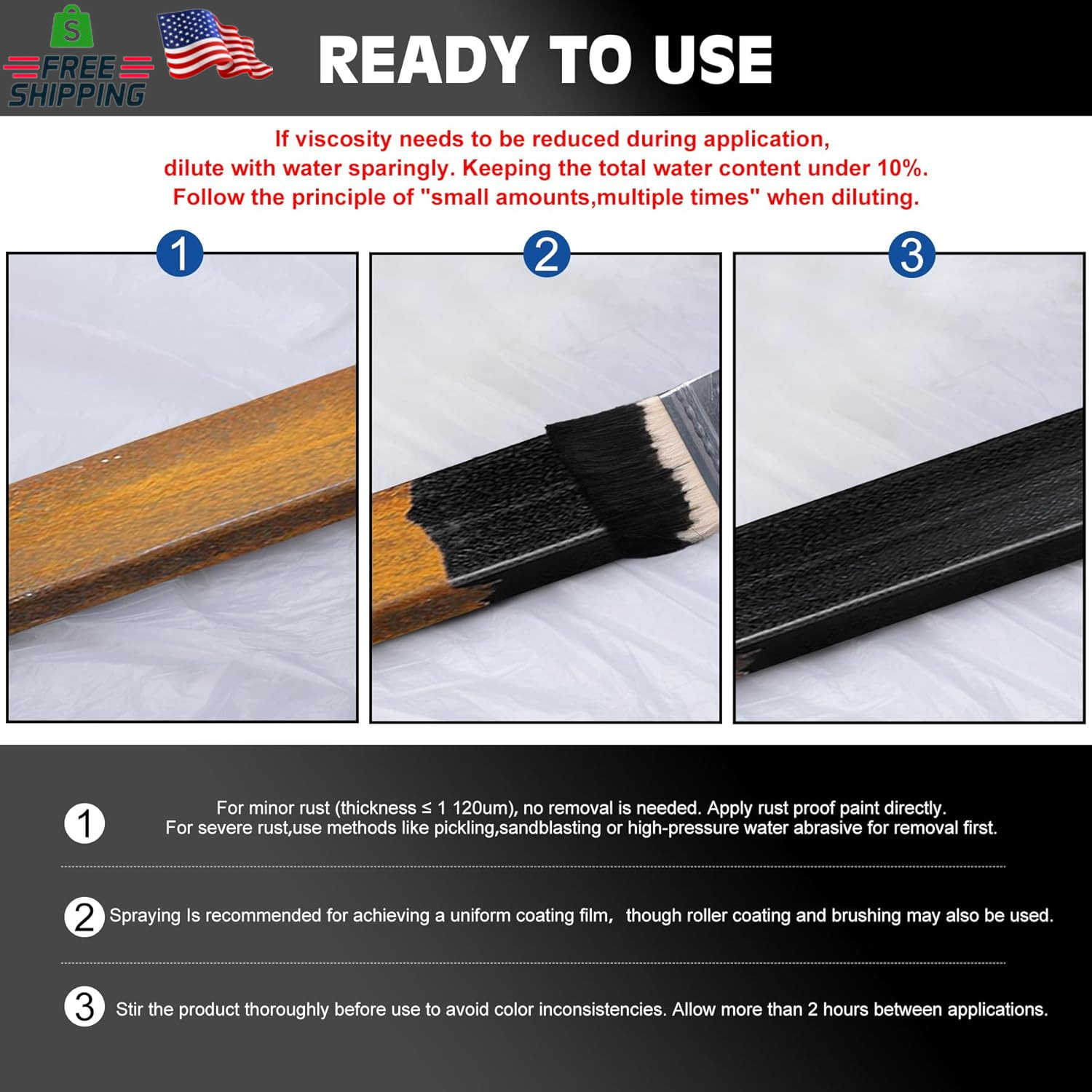 Rust Converter Paint – 64Oz Water-Based Rust Reformer & Metal Primer, Semi-Gloss