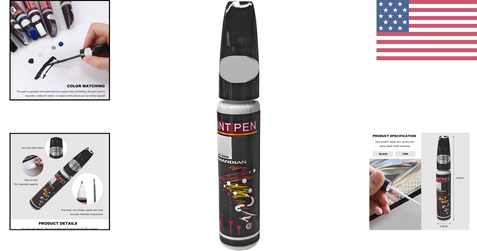Versatile Auto Touch Up Paint Pen – Brush and Bristle Design for Scratch Removal