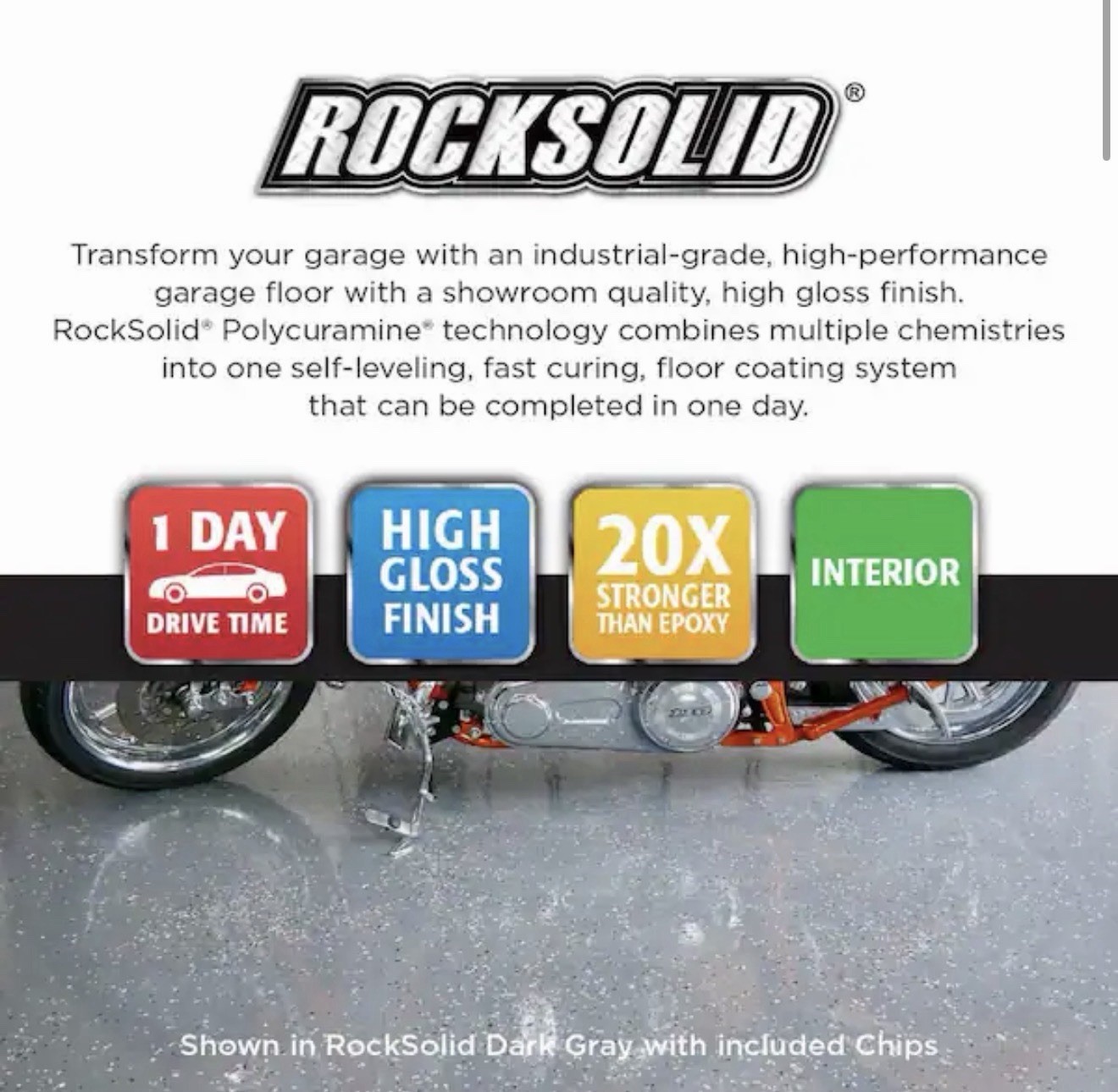 Rust-Oleum RockSolid 1 Car Garage Floor Kit – 90 oz. – Gray Polycuramine