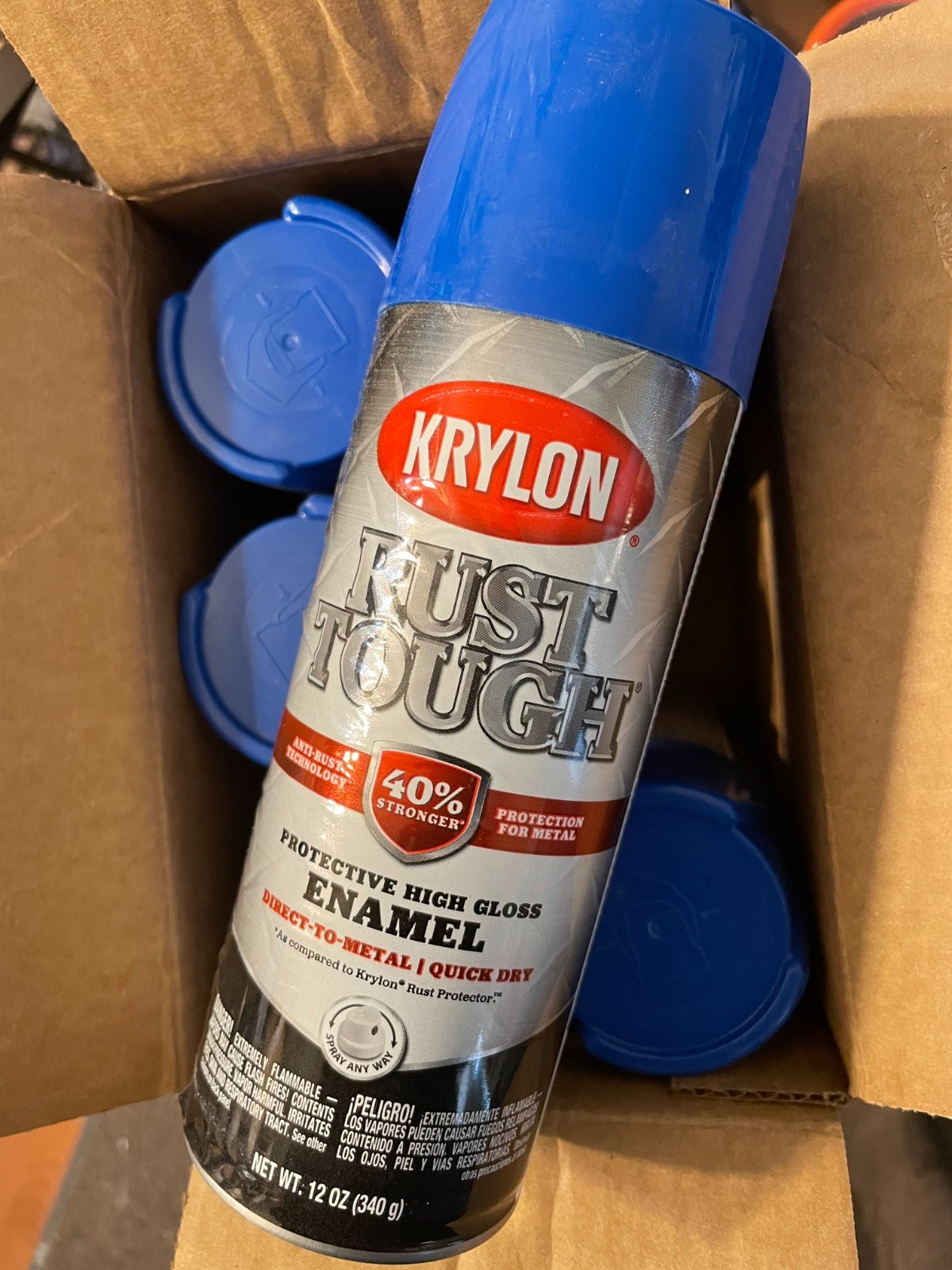 6 Krylon Rust Tough 12 Oz. Gloss Alkyd Enamel Spray Paint Blue K09225008 RTA9225