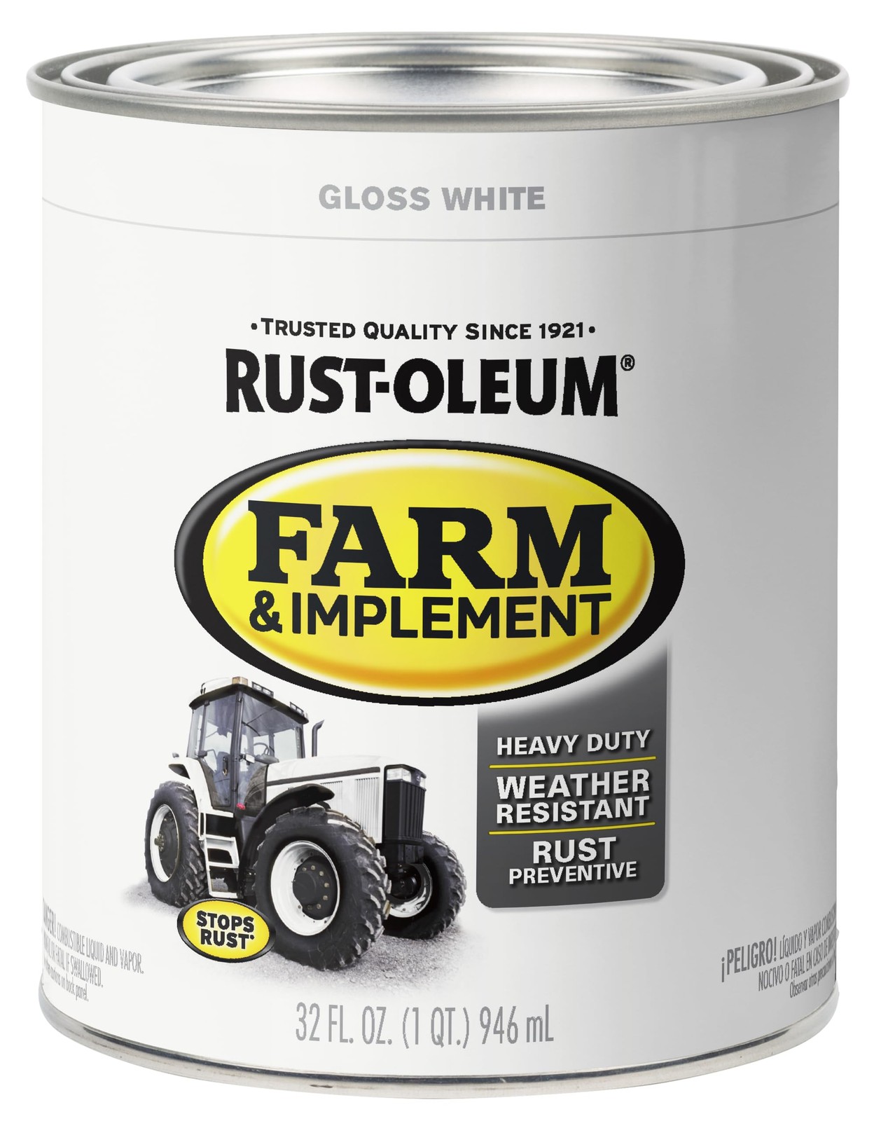 Rust Oleum Farm Implement Paint Quart Pack Of 2 Gloss White Weather Resistant