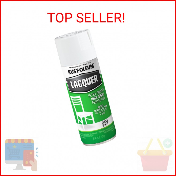 Rust-Oleum 1904830 Lacquer Spray Paint, 11 oz, Gloss White, (Pack of 1)