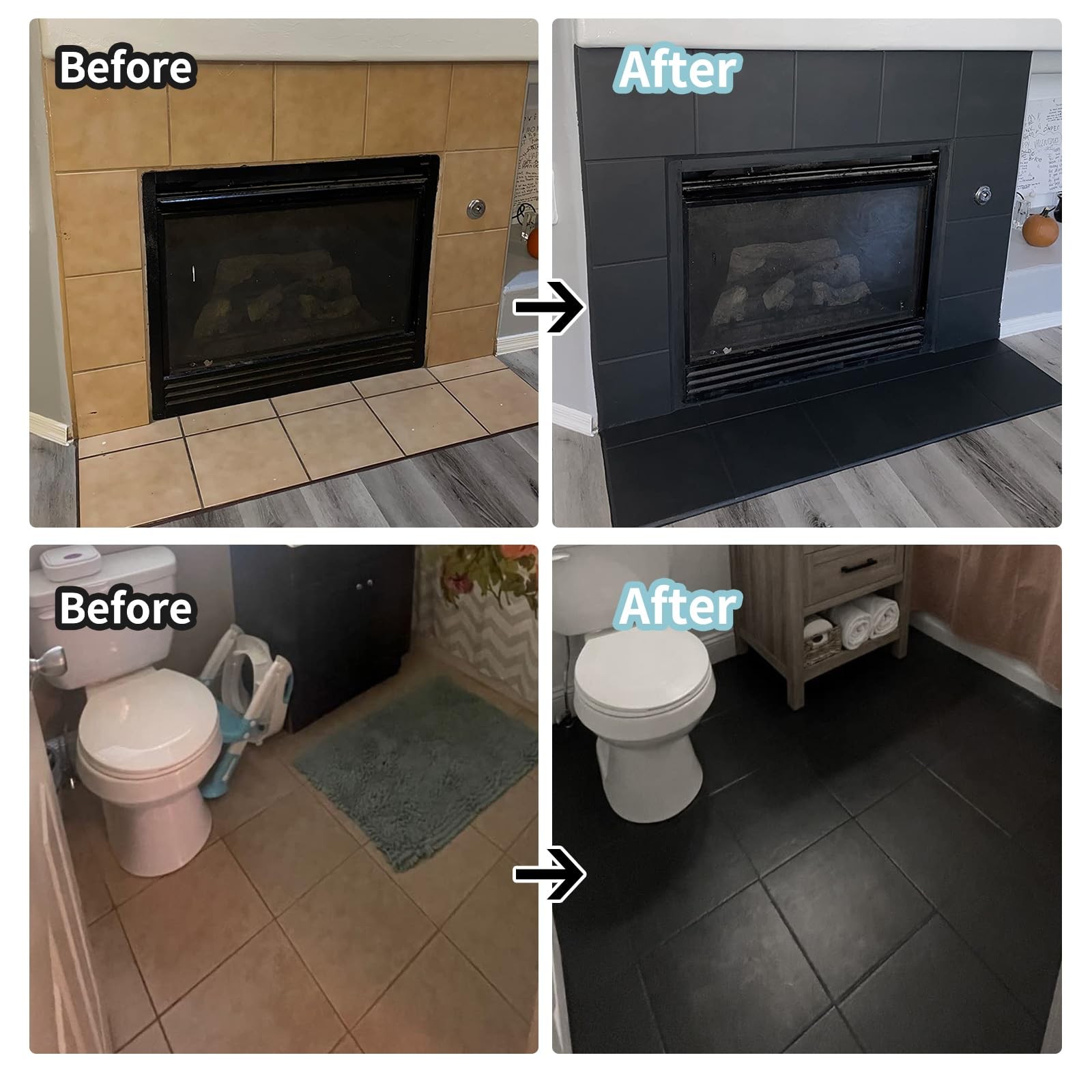 Ceramic Tile Bathroom 64 fl oz (covers 100-120 sq.ft) – with 7 Tools, Black